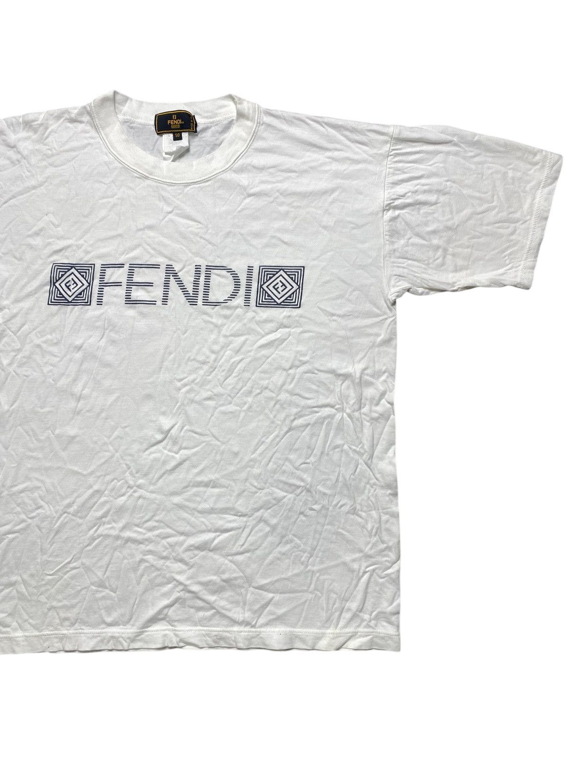 Fendi VINTAGE FENDI SPELLOUT DESIGN WHITE TEE Size US M / EU 48-50 / 2 - 3 Thumbnail