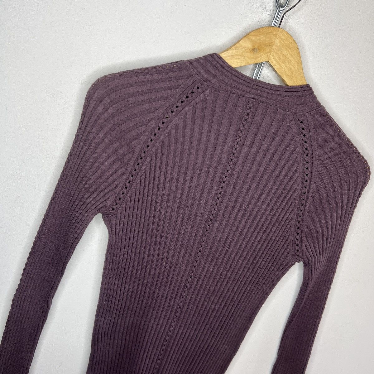Hermes Hermes Cashmere Sweater Cardigan Ribbed Purple Size S / US 4 / IT 40 - 11 Thumbnail