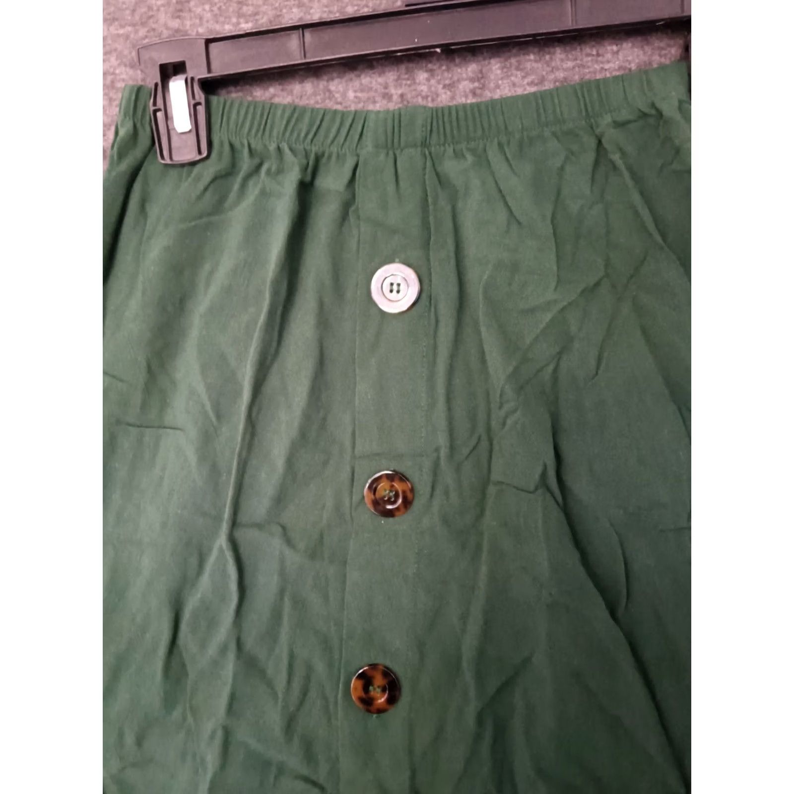 Vintage Toluca Palm Green Elastic Waist Midi Skirt - Size S - Cotton Spandex Linen Blend - Women’s Fashion Size 28" / US 6 / IT 42 - 3 Thumbnail