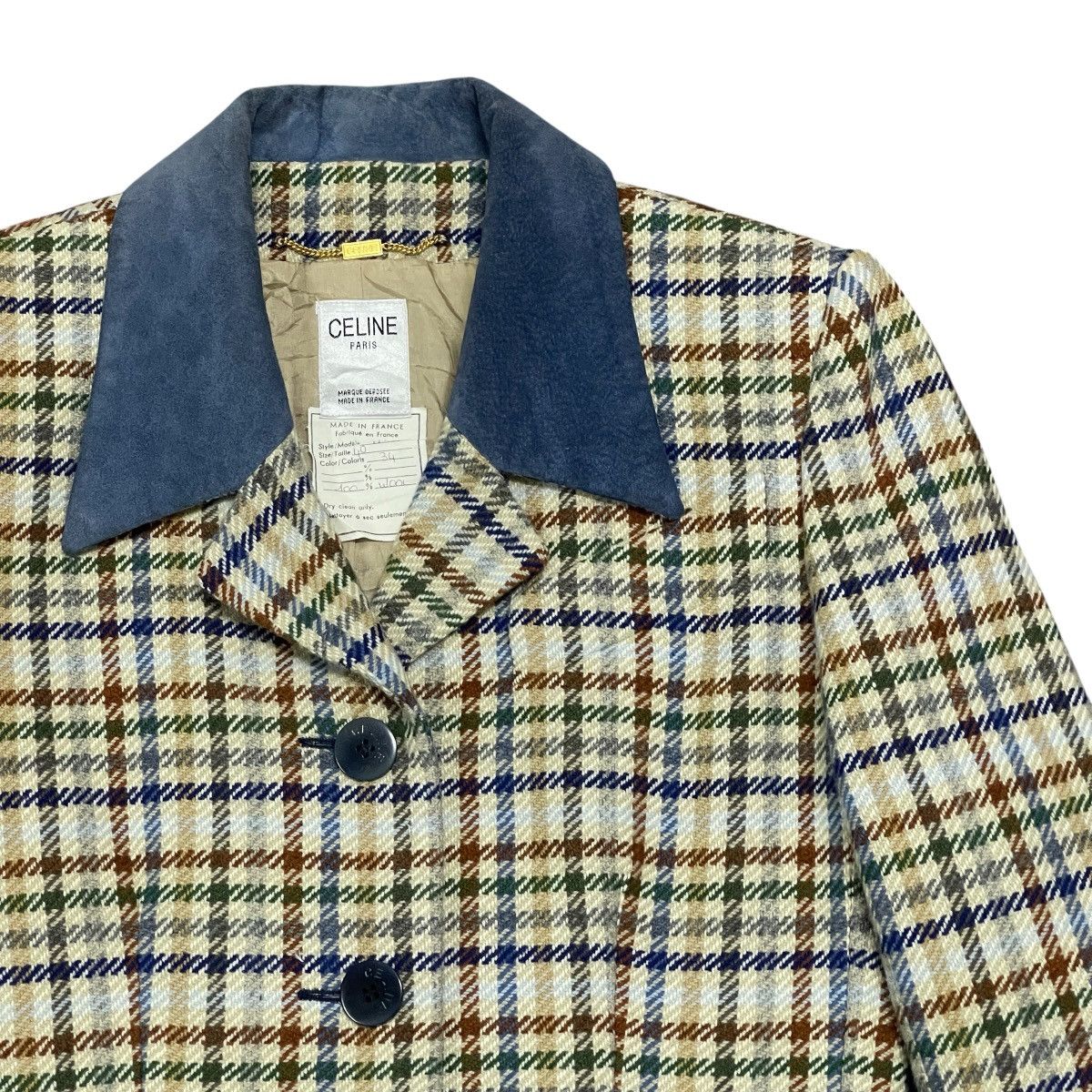 Celine ‼️RARE‼️ Vtg 70s Celine Paris Burgeois Chic Wool Plaid Blazer Size M / US 6-8 / IT 42-44 - 3 Thumbnail