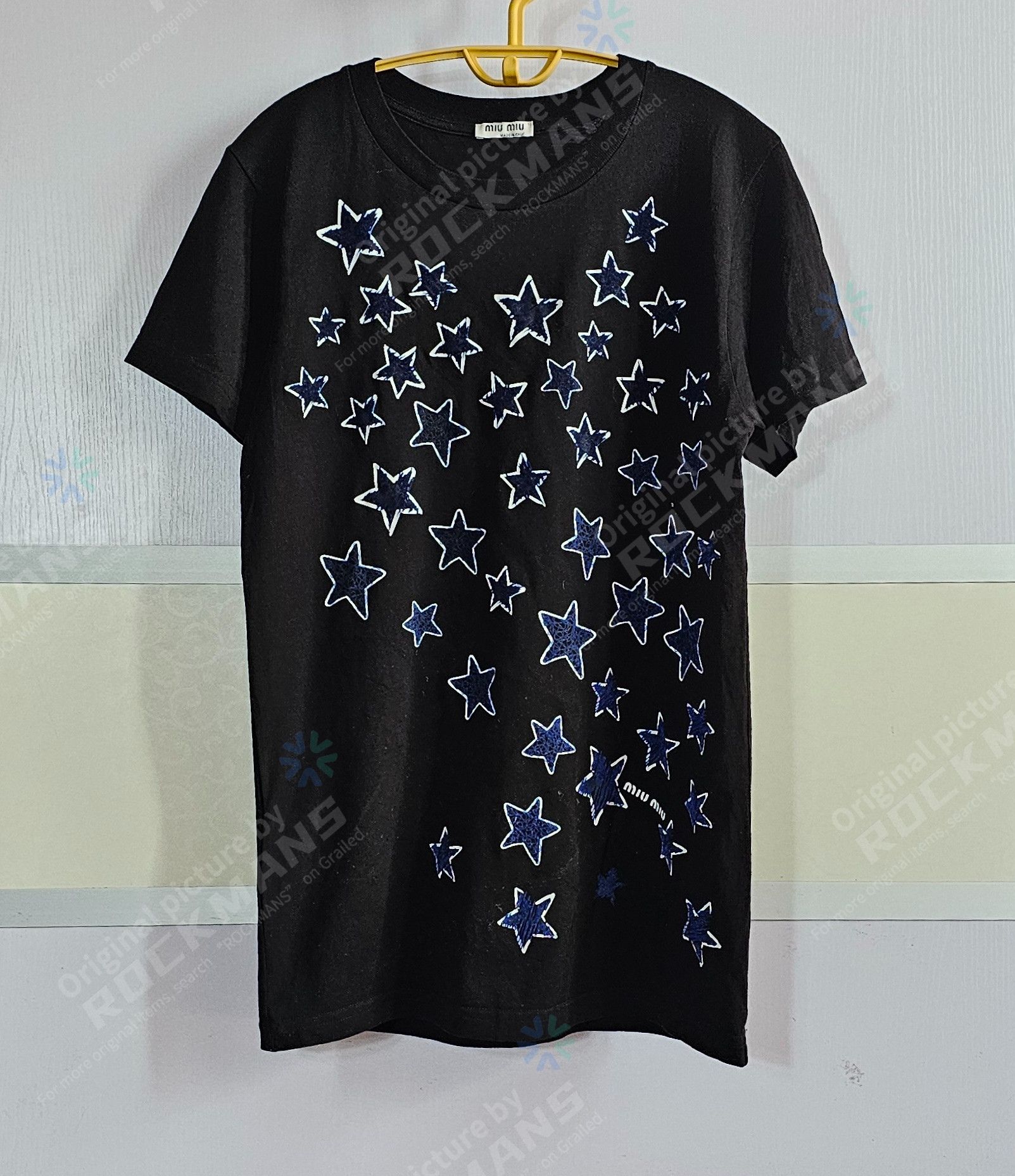 Miu Miu MIU MIU BLACK STARS Modal/Cotton T-Shirt Size XS Size XS / US 0-2 / IT 36-38 - 2 Thumbnail