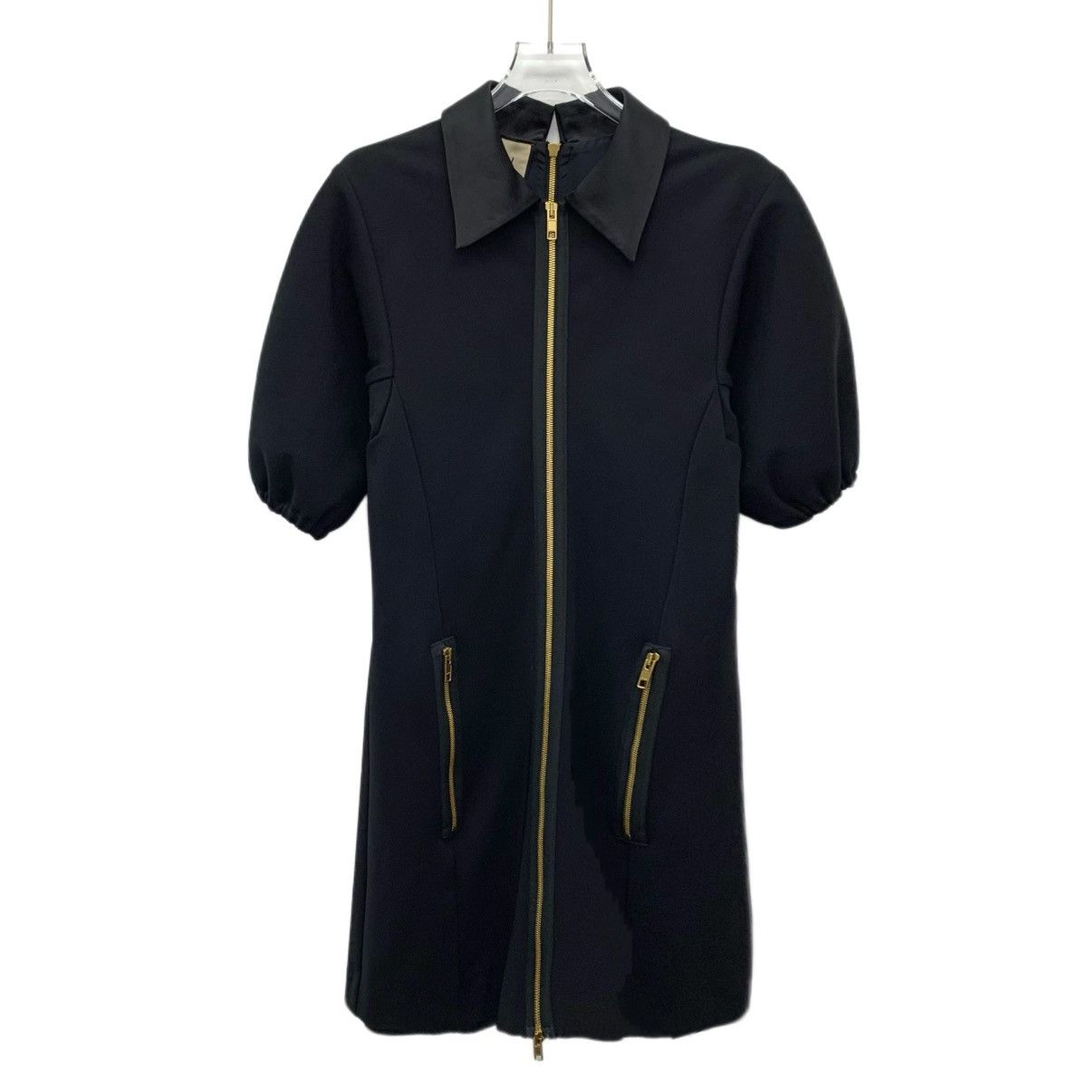 Gucci Gucci Black Lapel Puff Sleeve Zip Design Dress K26WX Size S / US 4 / IT 40 - 1 Thumbnail