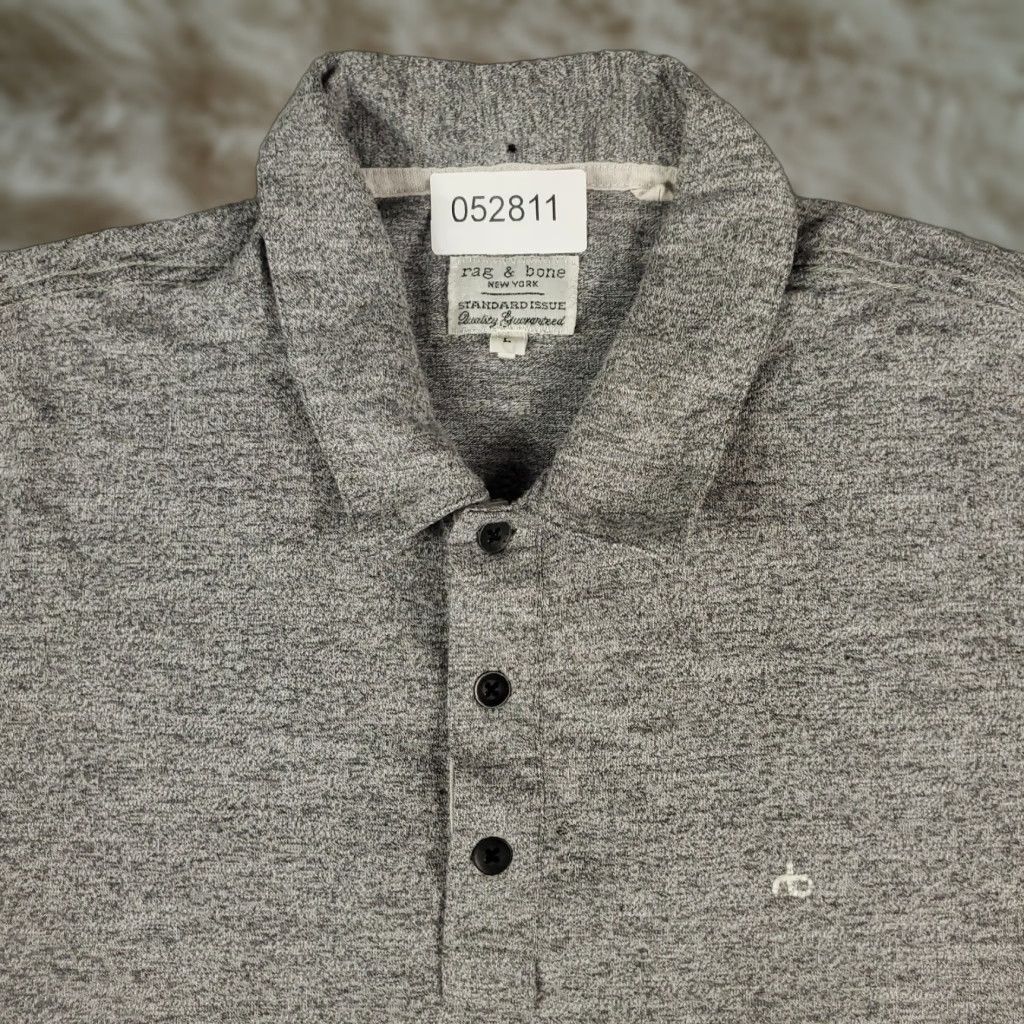 Rag & Bone Rag & Bone Polo Shirt Mens XL Gray Solid Short Sleeve Button Collar Casual Size US XL / EU 56 / 4 - 1 Thumbnail