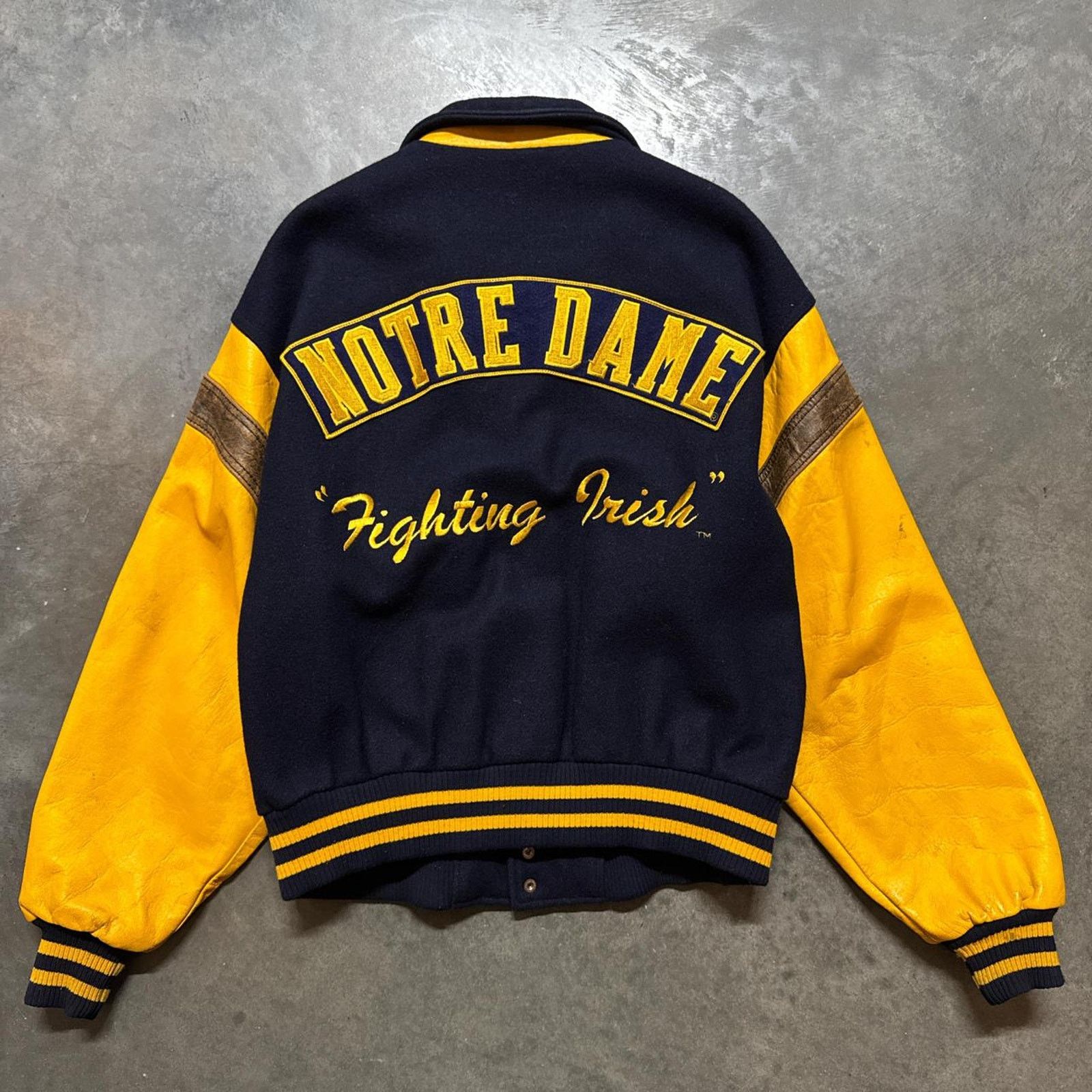 Vintage Vintage 90s Notre Dame Cooper Leather Varsity Jacket Size US XL / EU 56 / 4 - 1 Thumbnail