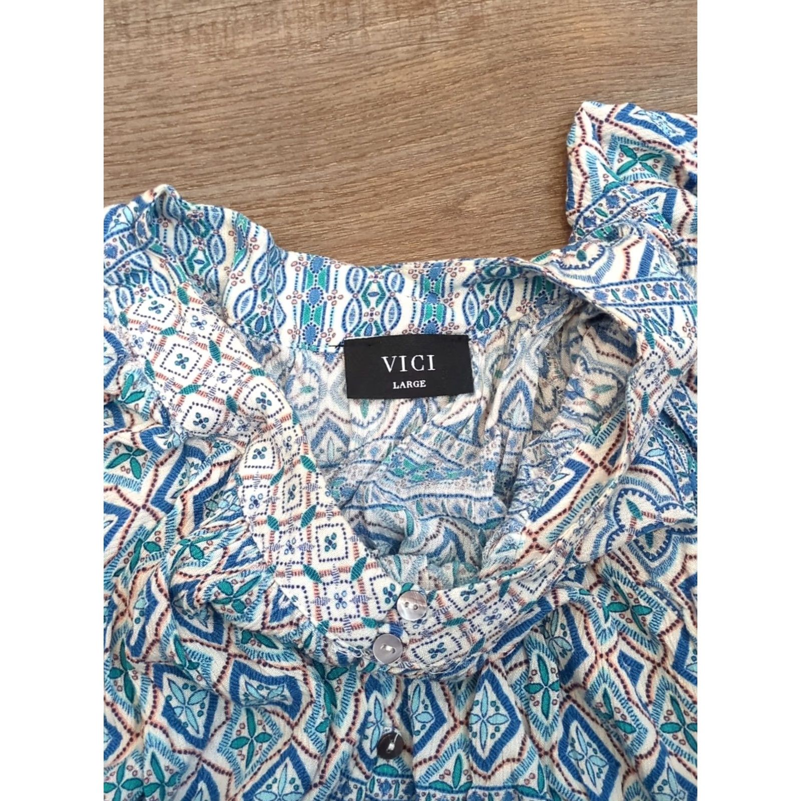 Vintage Vici Women's Romper Blue Short Sleeve One-Piece Casual Summer L Size 36" / US 14 / IT 50 - 3 Thumbnail