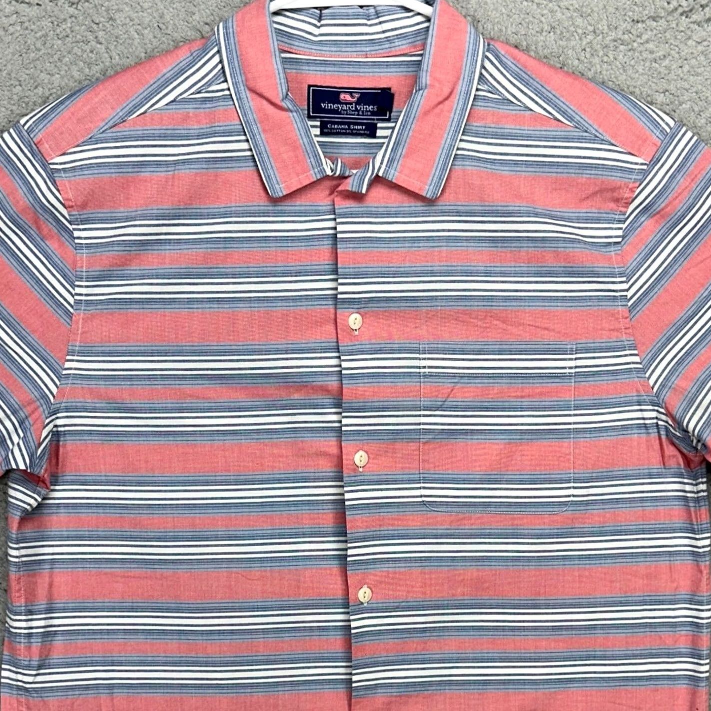 Vineyard Vines Vineyard Vines Mens Cabana Shirt Medium Pink Blue Short Sleeve Button Up Stretch Size US M / EU 48-50 / 2 - 2 Thumbnail