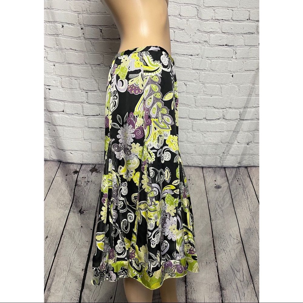 Other Sigrid Olsen Silk Paisley Floral Skirt Black Green Size 4 Size 27" / US 4 / IT 40 - 3 Thumbnail