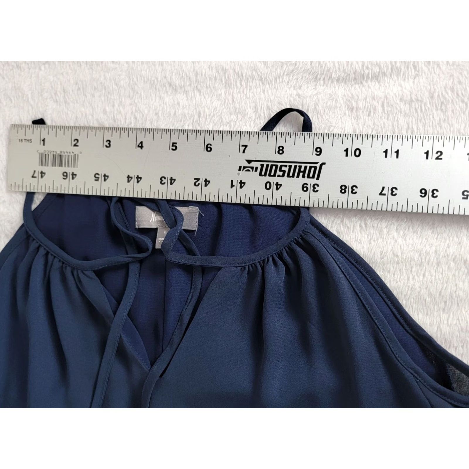 Neiman Marcus VINTAGE Neiman Marcus Womens Navy Blue Halter Cold Shoulder Chiffon Dress Large New 89 Size L / US 10 / IT 46 - 7 Thumbnail