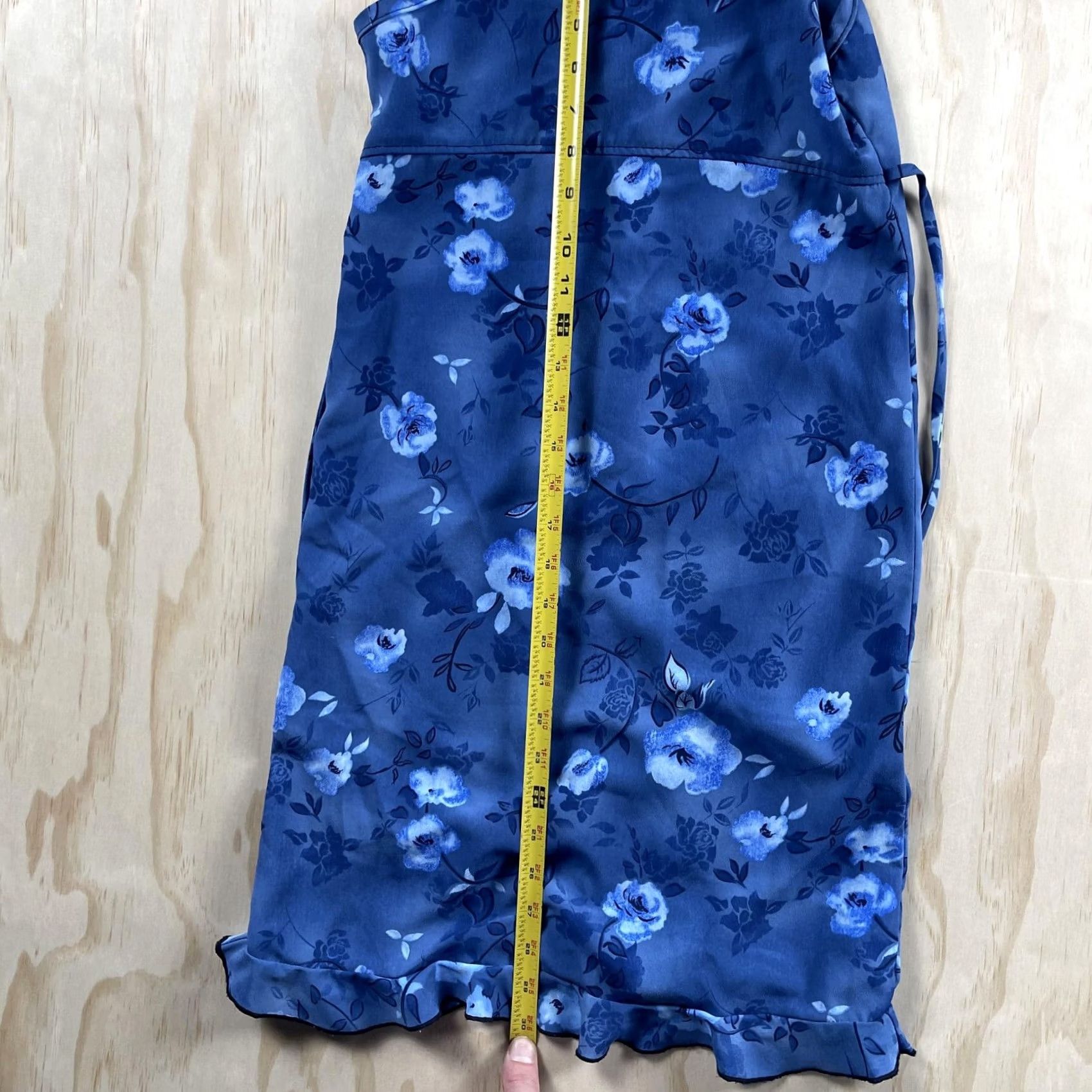 Vintage Vintage Expressions Dress Womens XS Blue Floral Slip Ruffle Strappy Sundress Size XS / US 0-2 / IT 36-38 - 3 Thumbnail