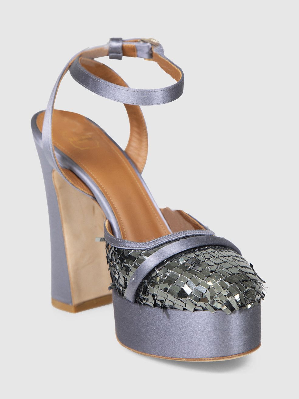Malone Souliers Dusty Blue Sequinned Heels Size US 7 / IT 37 - 1 Thumbnail
