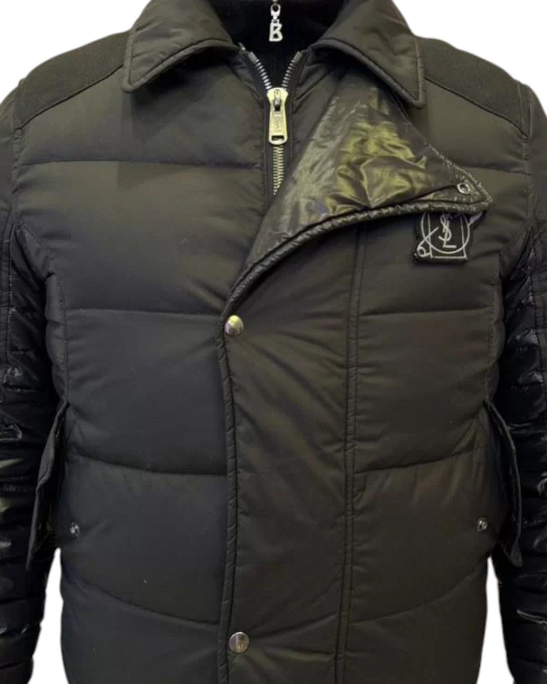 Yves Saint Laurent SHEARLING COLLAR GOOSE DOWN PADDED BIKER BOMBER JACKET Size US L / EU 52-54 / 3 - 3 Thumbnail