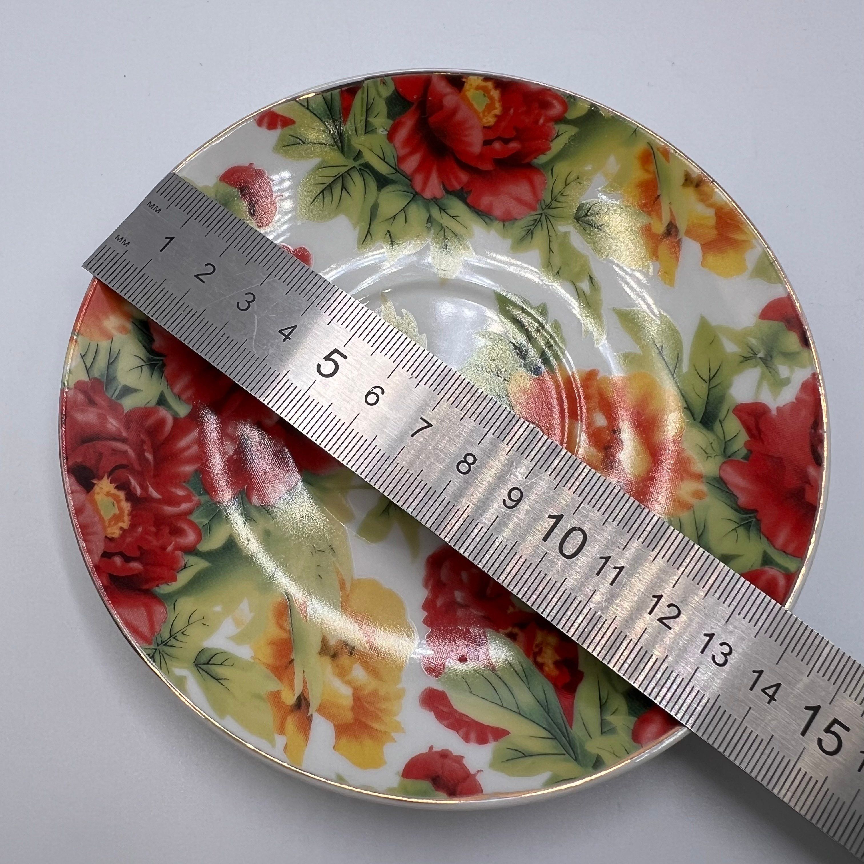Vintage Vintage Set Cup Saucer Tea Hot Porcelain Stamp Rose Size ONE SIZE - 3 Thumbnail