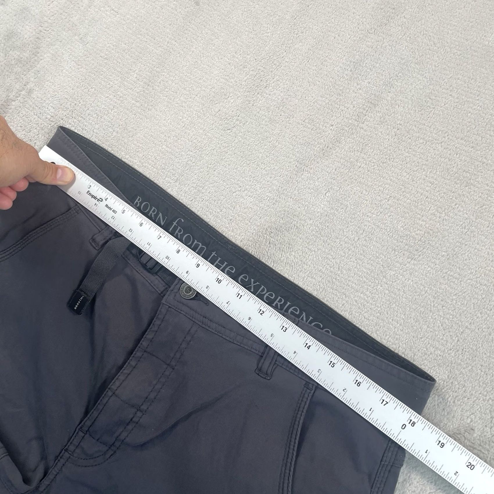 Prana prAna Stretch Zion Straight Pants Men Large 36x32 Gray Cargo 5-Pocket Belted Stretch Nylon Spandex Size US 36 / EU 52 - 6 Thumbnail