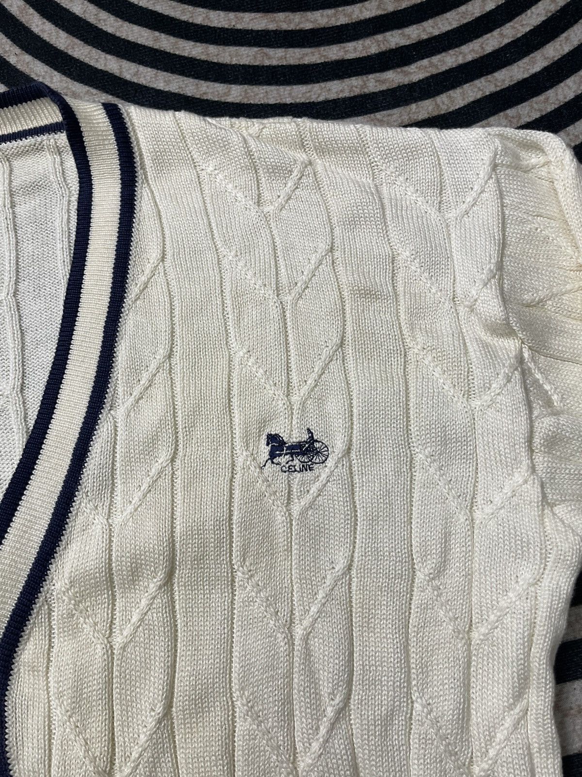 Celine 90s CELINE SULKY CARRIAGE EMBROIDERED GOLD BUTTON CARDIGAN Size US L / EU 52-54 / 3 - 7 Thumbnail