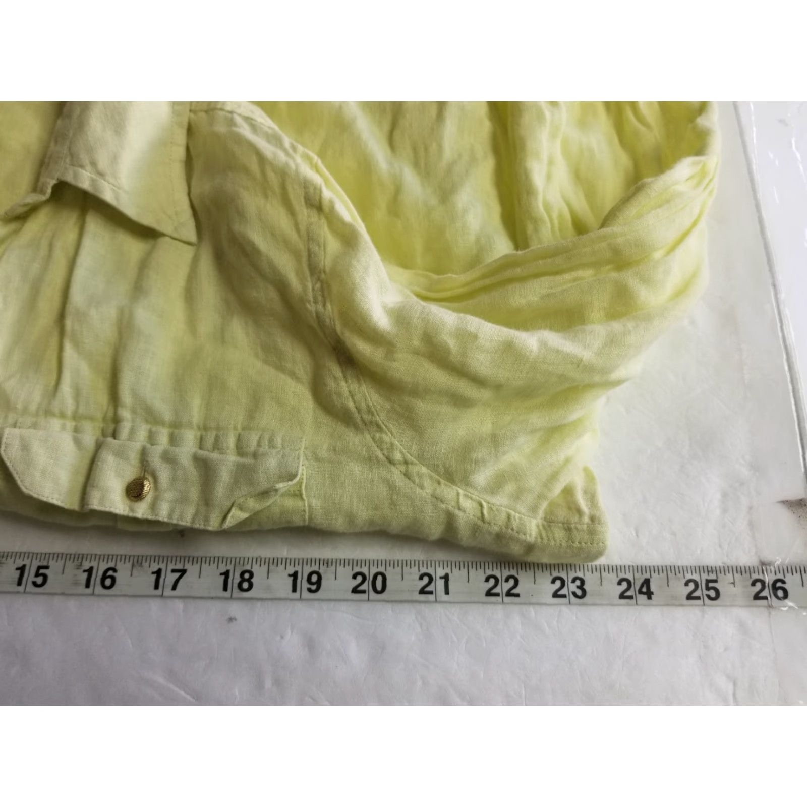 Vintage Chico's Shirt Button-Up Linen 100% Size 2 Large Yellow Womens Size L / US 10 / IT 46 - 4 Thumbnail