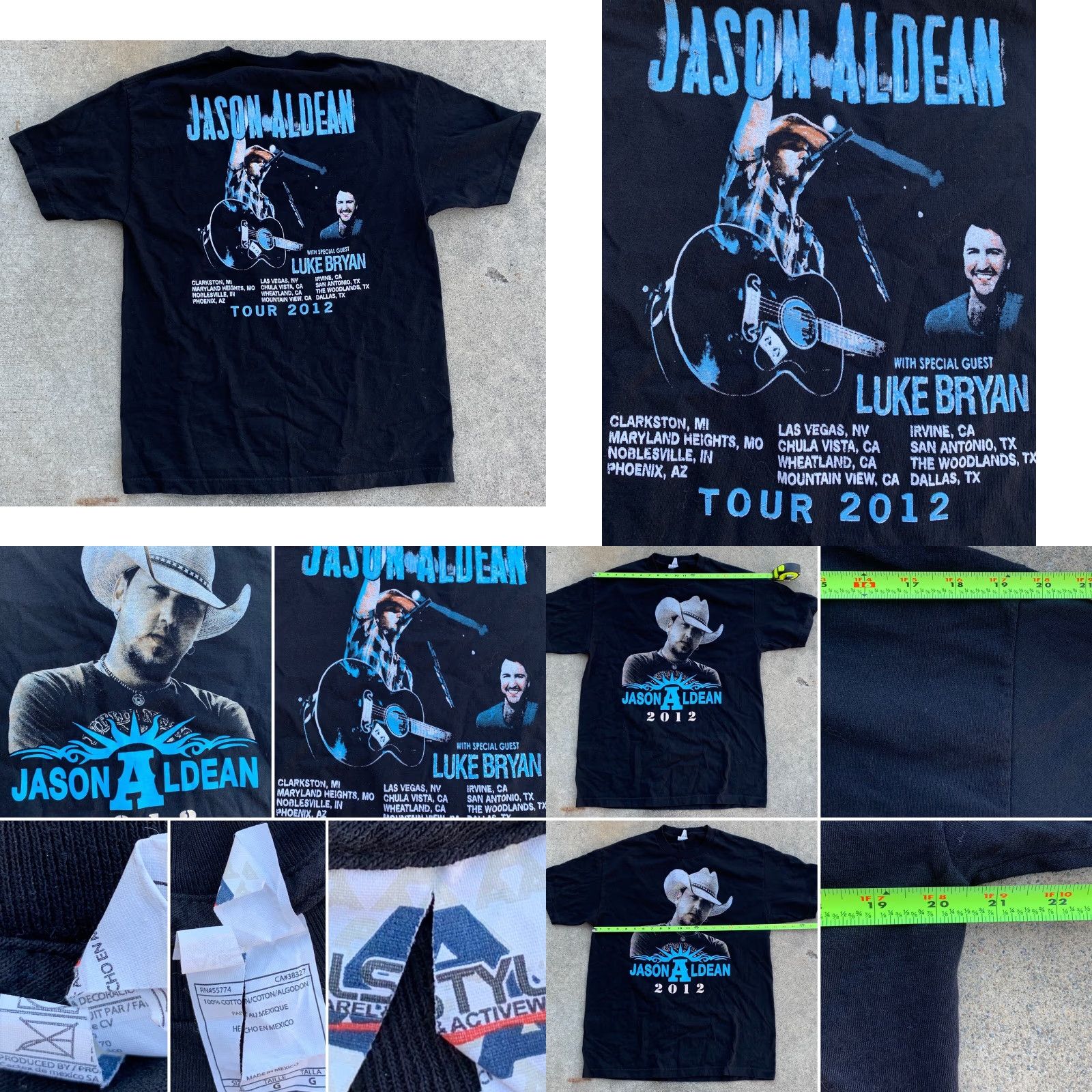 Vintage Jason Aldean 2012 With Special Guest Luke Bryan T-Shirt 2012 Tour Concert Tee L Black Men XS? Size US L / EU 52-54 / 3 - 8 Thumbnail