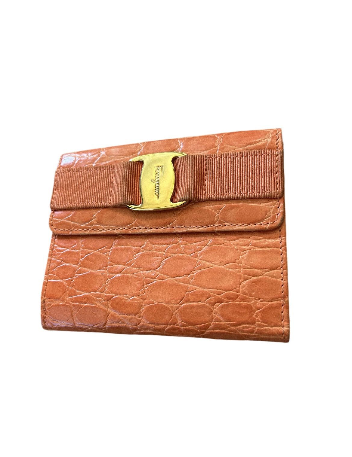 Salvatore Ferragamo Ferragamo Orange Leather Bifold Wallet Size ONE SIZE - 1 Thumbnail