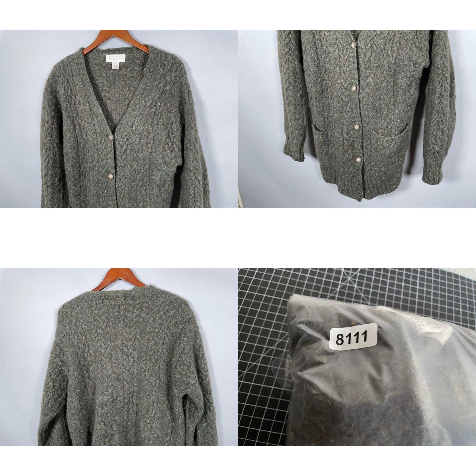 Jones New York VINTAGE Jones New York Cardigan Sweater Women Large Olive Green Wool Mohair Elongated Cable Knit V-Neck Button Front 90s Preppy Heavyweight Casual Size L / US 10 / IT 46 - 9 Thumbnail