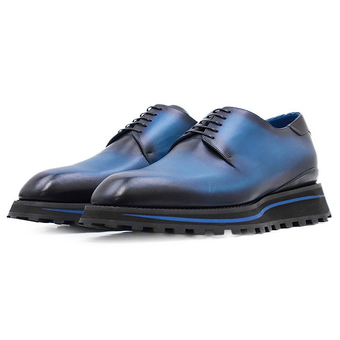 Louis Vuitton Louis Vuitton Gongour Line Leather Derby Shoes Leather Shoes Sh1109 in Blue, Men's