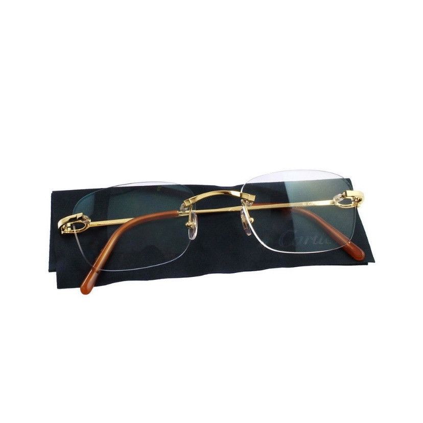 image of Cartier C Decor Gold Rimless Wire Frames, Men's