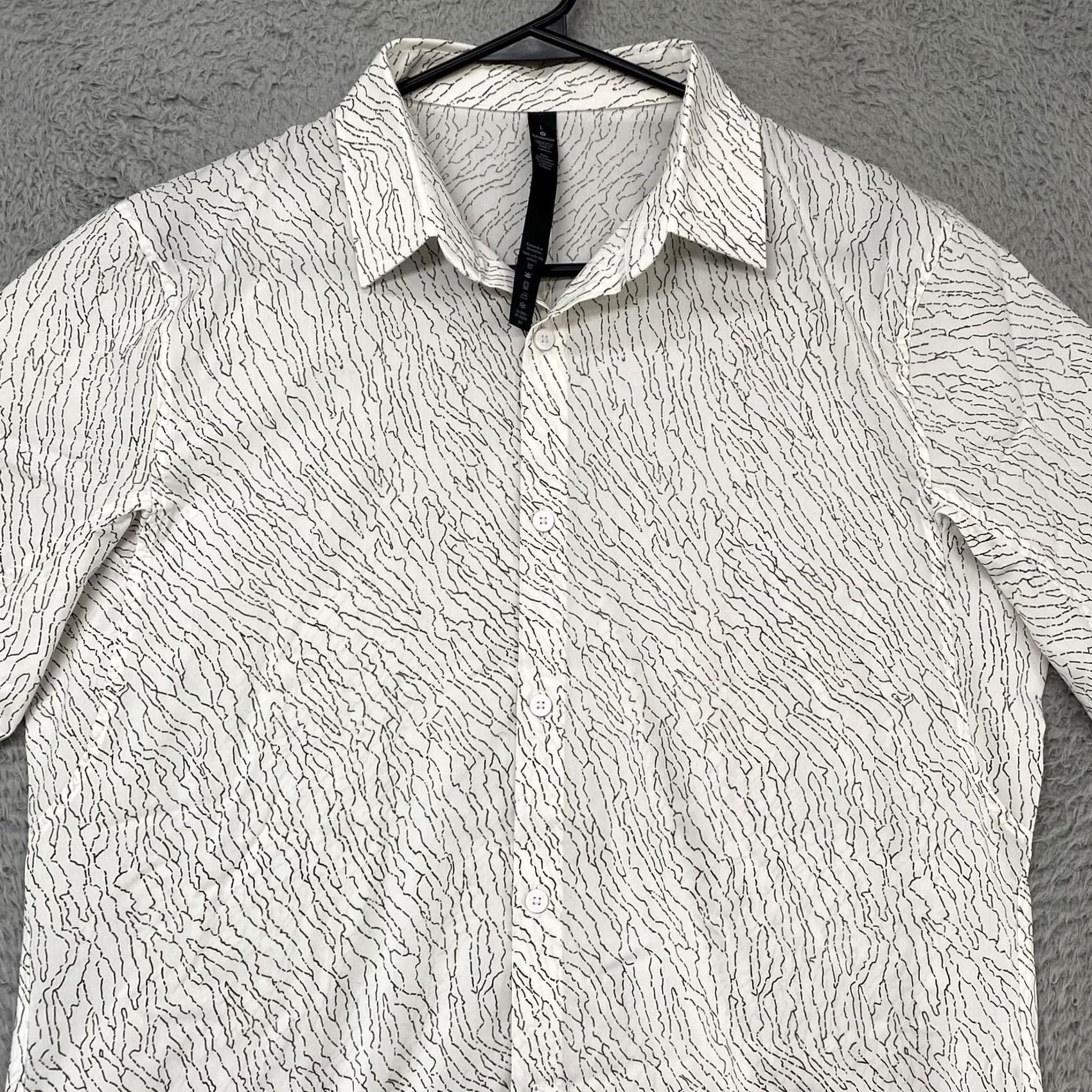 Lululemon Lululemon Shirt Mens Large White Stretch Abstract Button Up Size US L / EU 52-54 / 3 - 3 Thumbnail