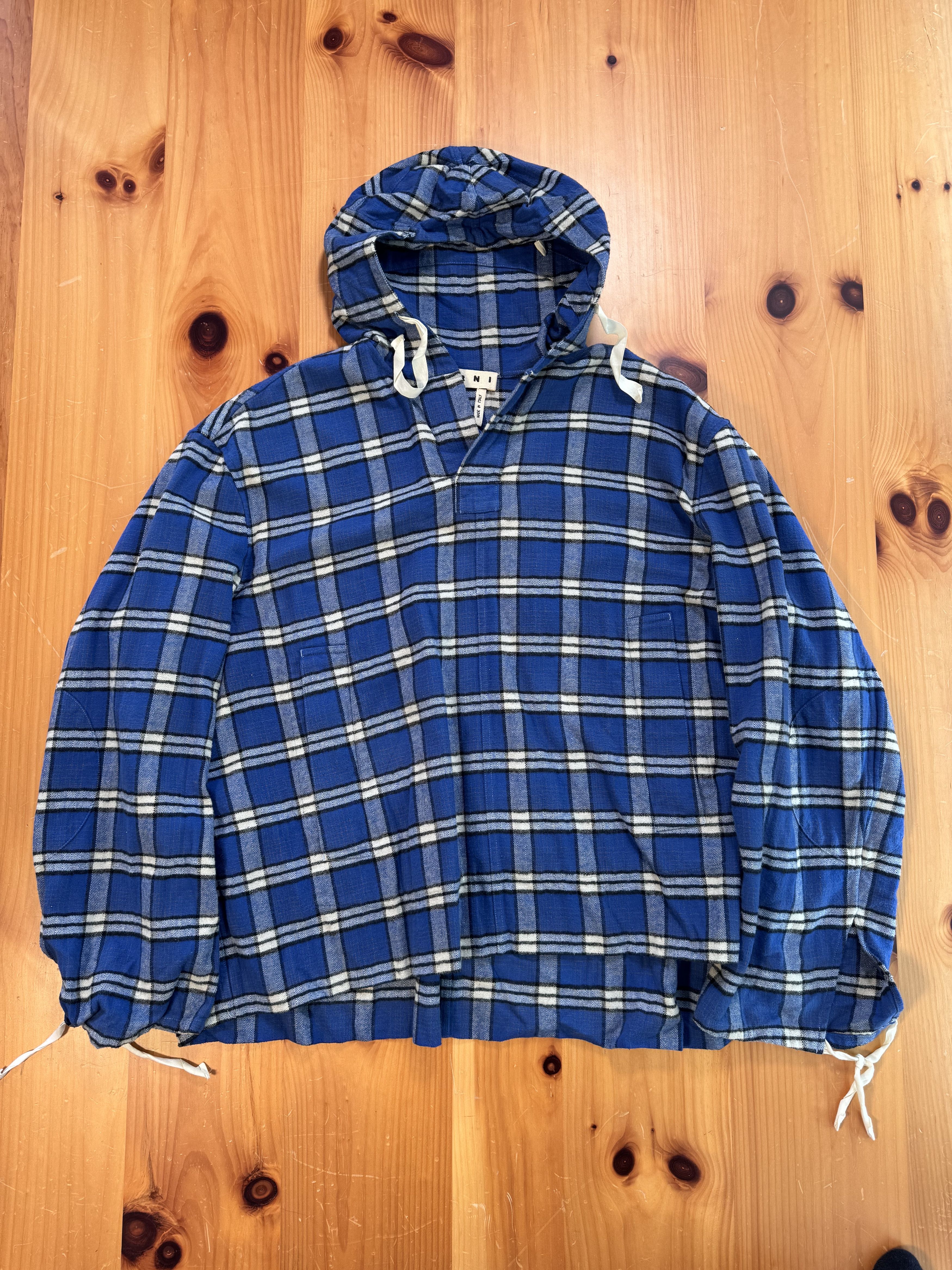 Marni Oversized Pullover Cotton Flannel Shirt with Hood Size US XL / EU 56 / 4 - 1 Thumbnail
