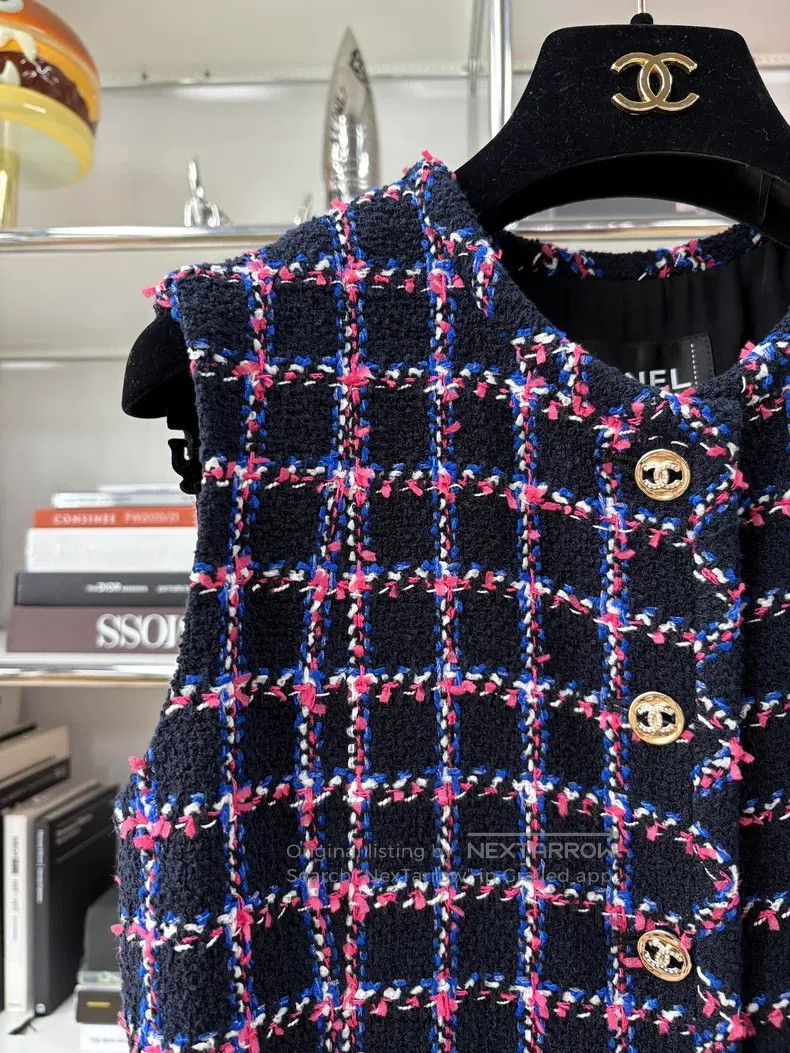 Chanel Chanel 24P purple plaid twill soft tweed diamond buckle ve Size XS / US 0-2 / IT 36-38 - 2 Thumbnail
