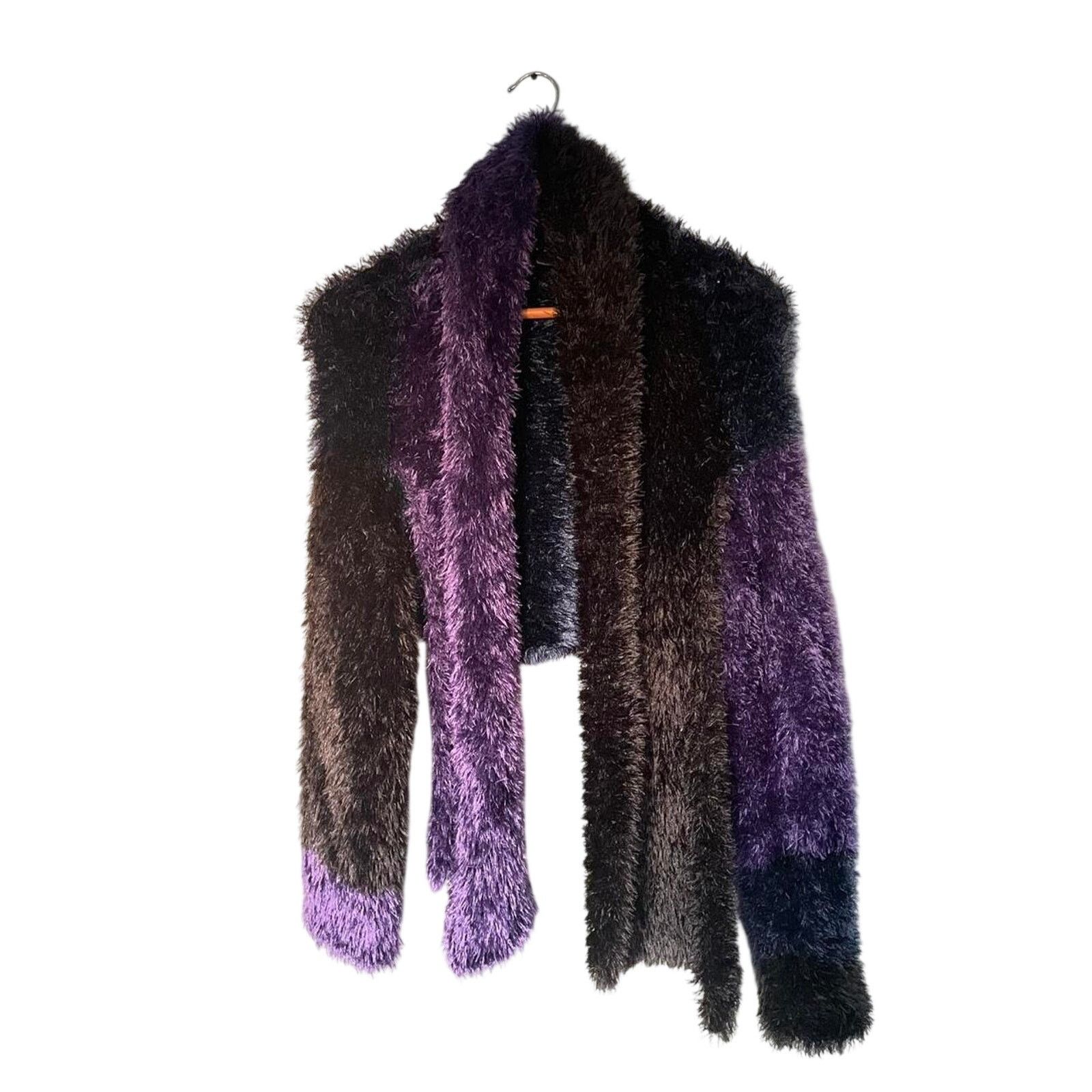 Other Vintage Y2k Purple Fuzzy Cropped Sweater Jacket & Scarf OS Size M / US 6-8 / IT 42-44 - 1 Thumbnail