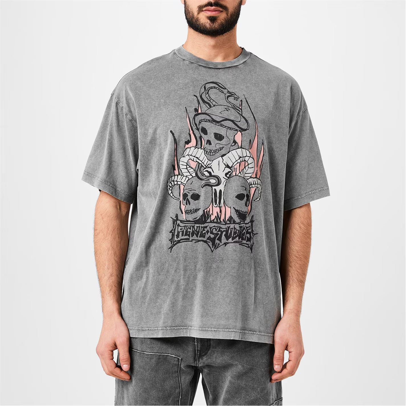 Acne Studios o1g2r1mq0825 Skull T-Shirt in Grey Size US L / EU 52-54 / 3 - 3 Thumbnail