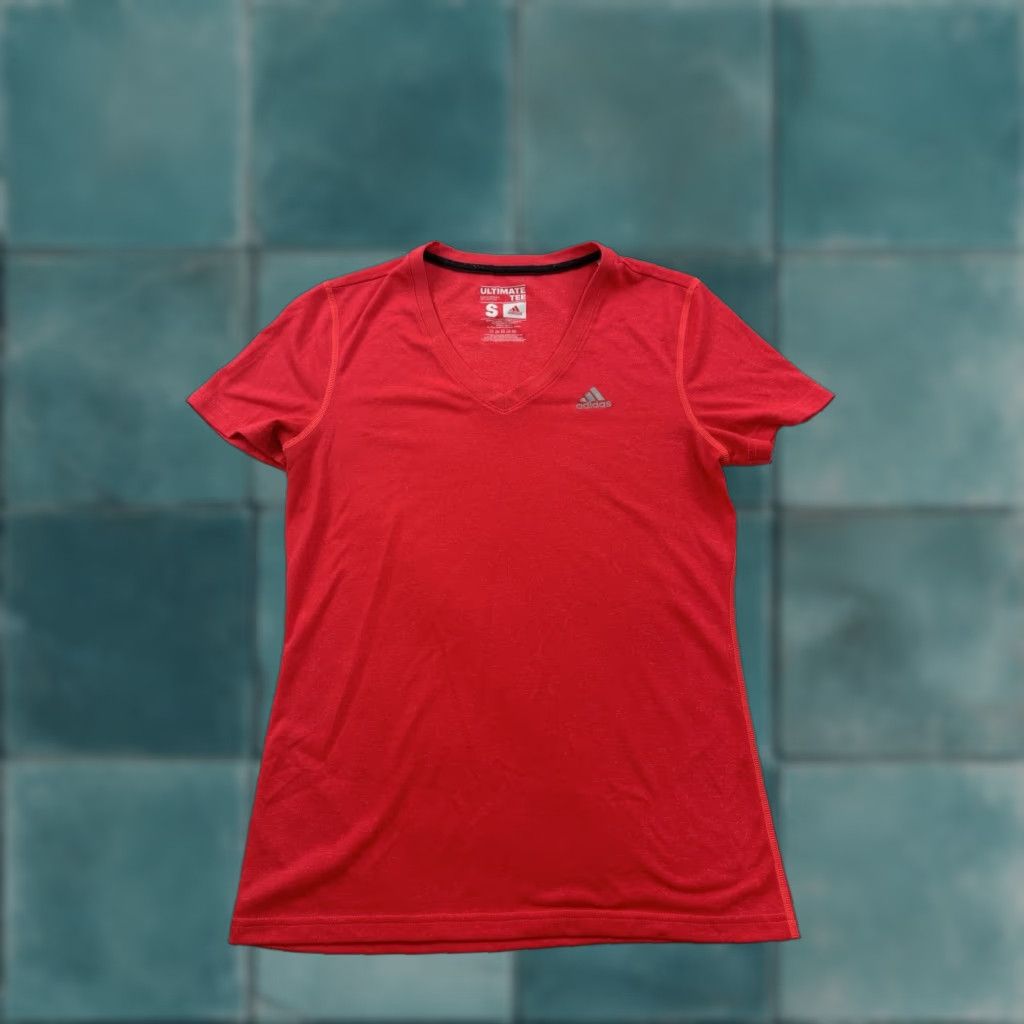 Adidas Adidas Shirt Womens Small Orange V-Neck Pullover Athletic Ultimate Tee Size S / US 4 / IT 40 - 1 Thumbnail