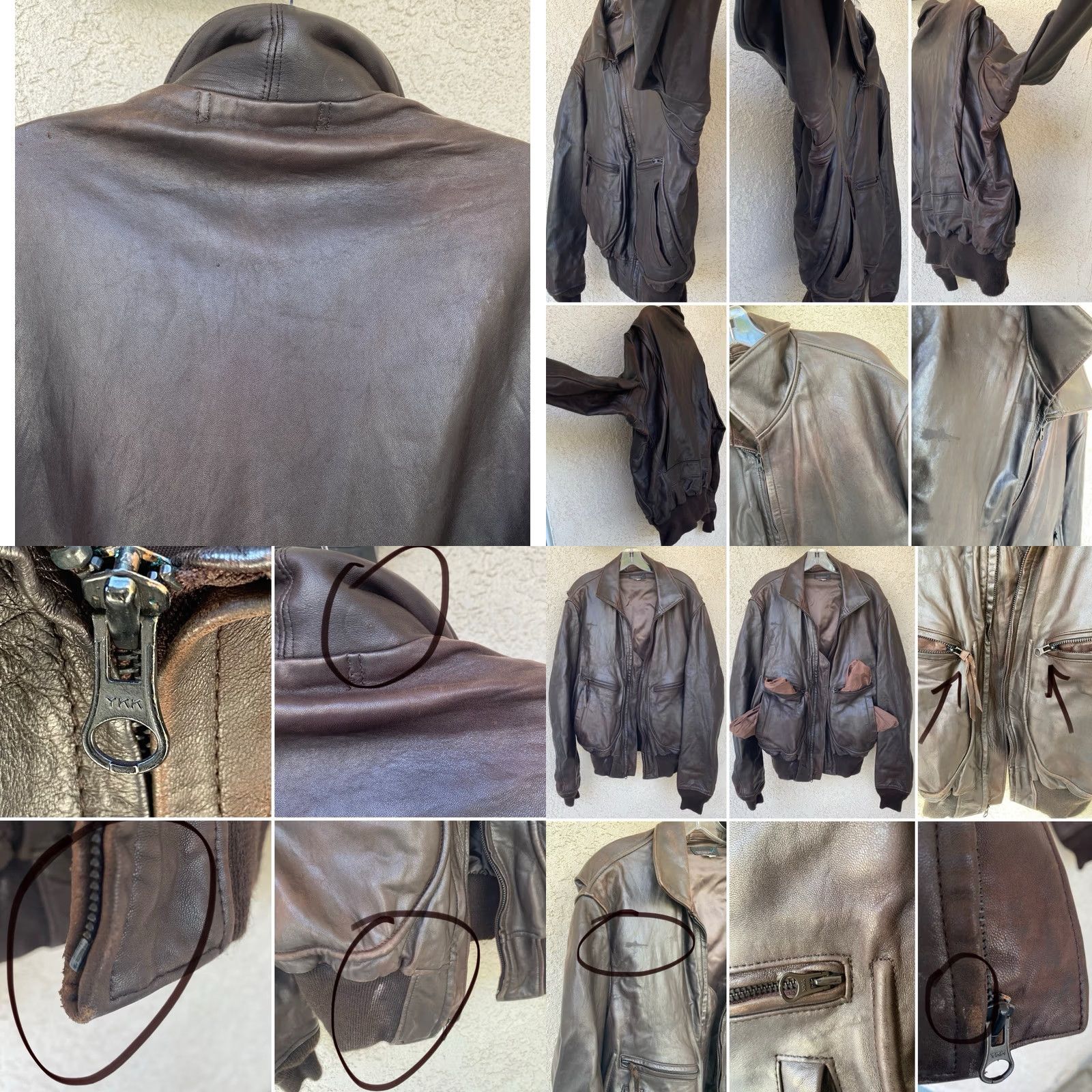 Vintage VINTAGE Flight Suits Ltd Leather Bomber Jacket 44 Long USA Brown Flight Worn Mens Jacket Size US S / EU 44-46 / 1 - 8 Thumbnail