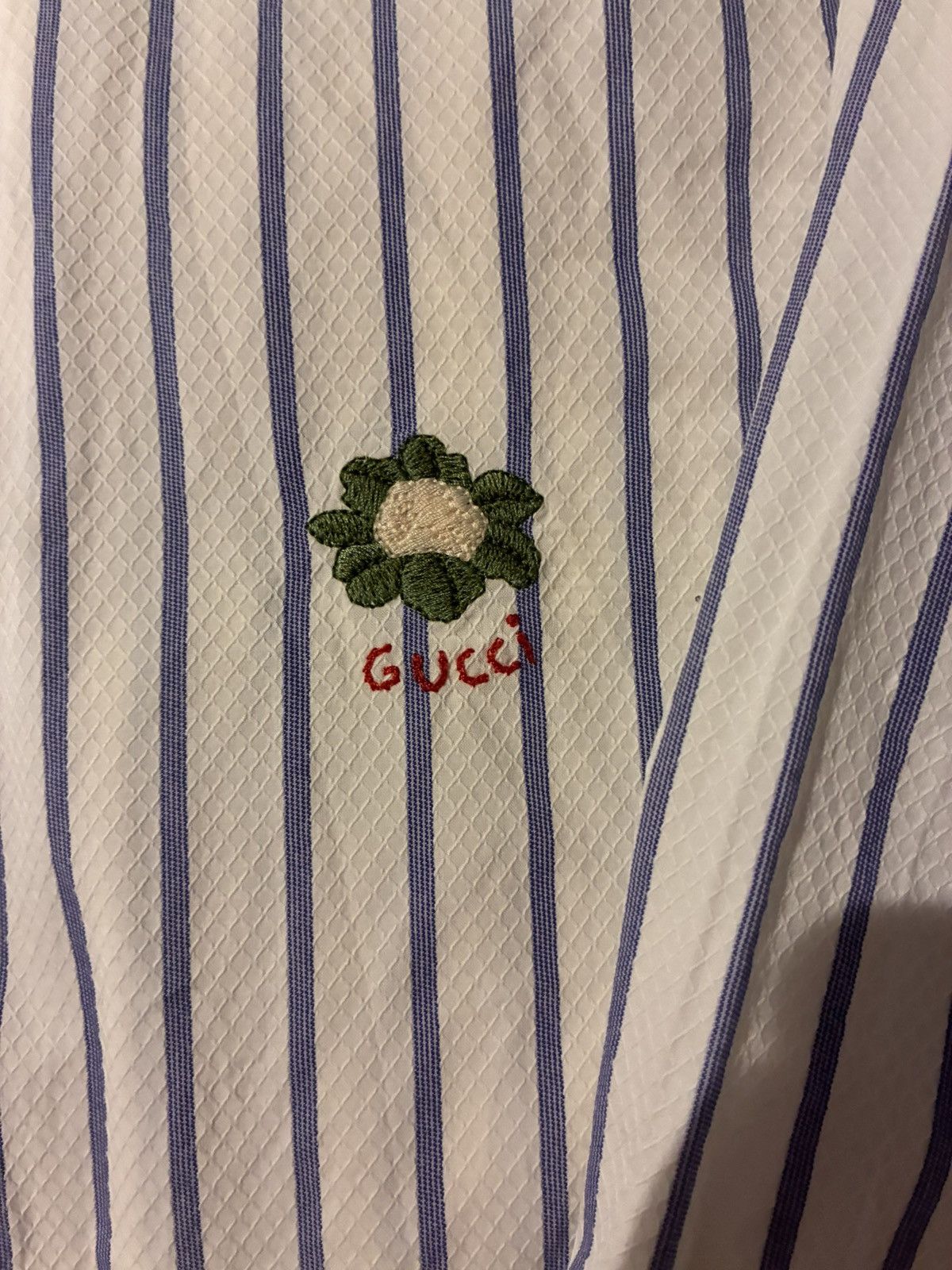Gucci Gucci Pinstripe Embroidered Button Up Size US XXS / EU 40 - 2 Thumbnail