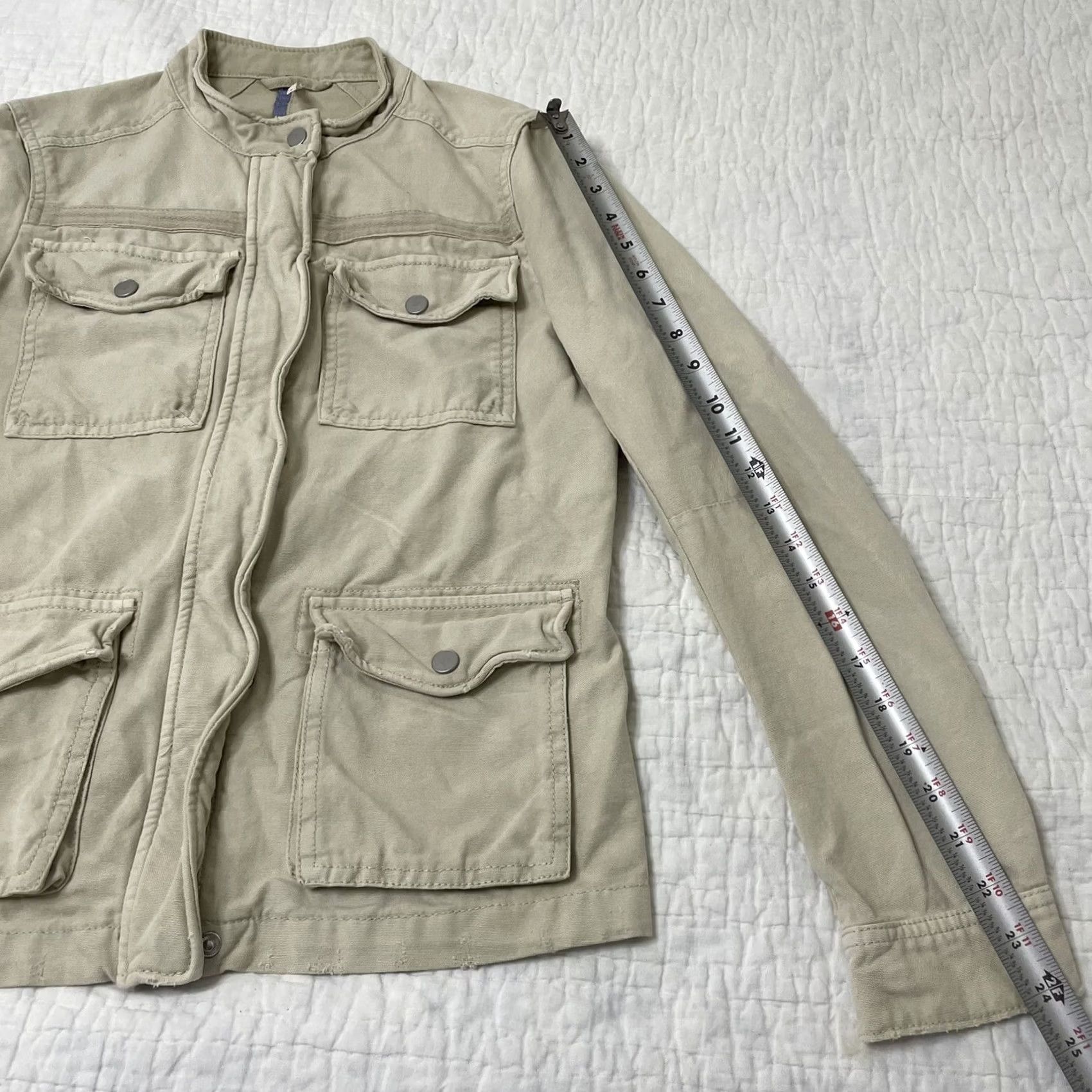 Free People Free People Military Jacket Womens Size S Khaki Tan Cargo Boho Utility Military Style Army Pockets Short Jacket Beig e Beige (adjusted for clarity) Size S / US 4 / IT 40 - 5 Thumbnail