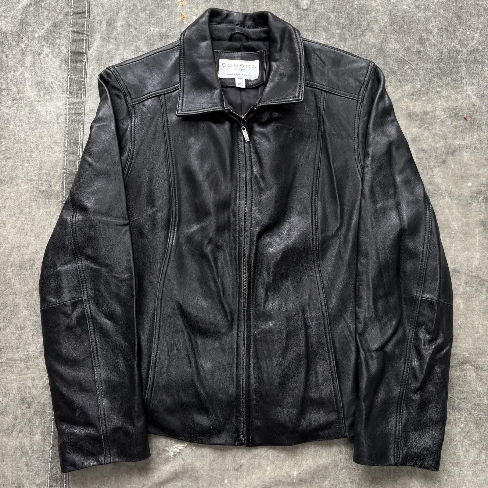 Sonoma Vintage Y2K Sonoma Black Leather Grunge Skater Jacket Size US L / EU 52-54 / 3 - 1 Thumbnail