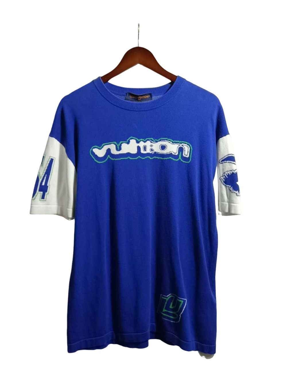 Louis Vuitton Louis Vuitton Intarsia Short Sleeve Tee Shirt Blue