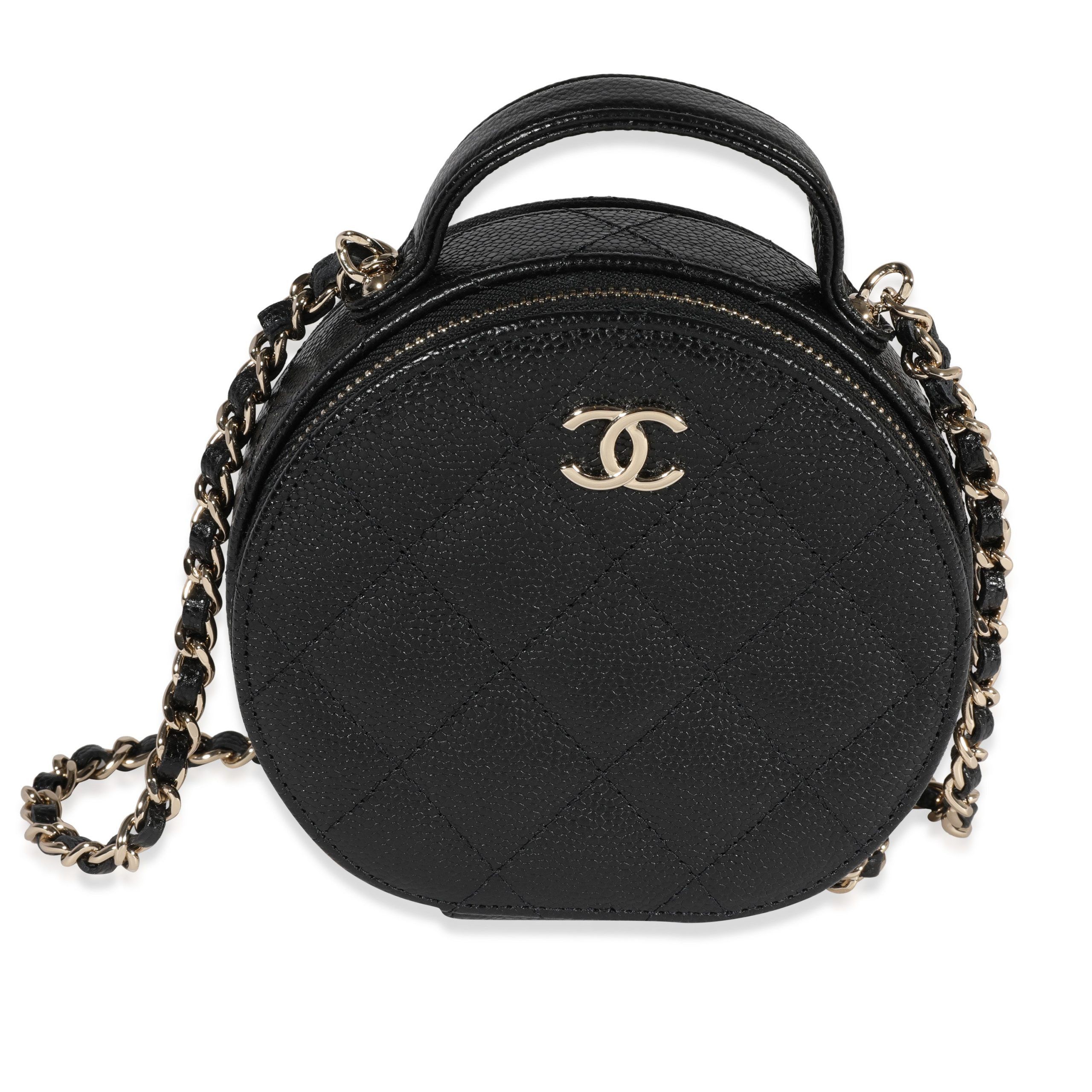 image of Chanel Black Quilted Caviar Handle With Care Vanity Bag, Women's
