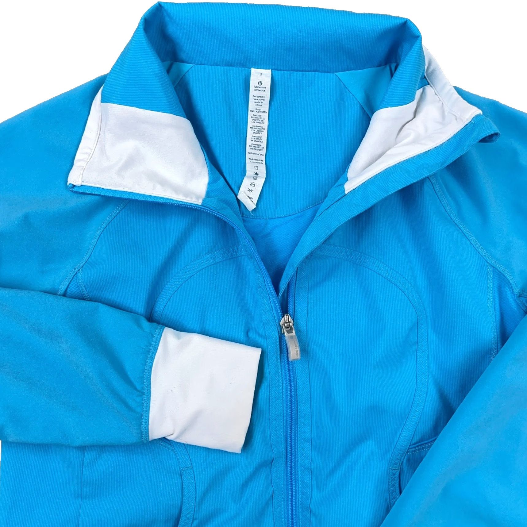 Lululemon Lululemon Track Jacket Women 2 Blue White Full Zip Running Gym Athletic Shirt Size XS / US 0-2 / IT 36-38 - 2 Thumbnail