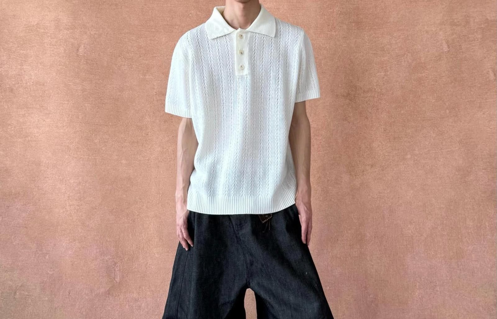 Other White Knit Polo Shirt Size US L / EU 52-54 / 3 - 1 Thumbnail