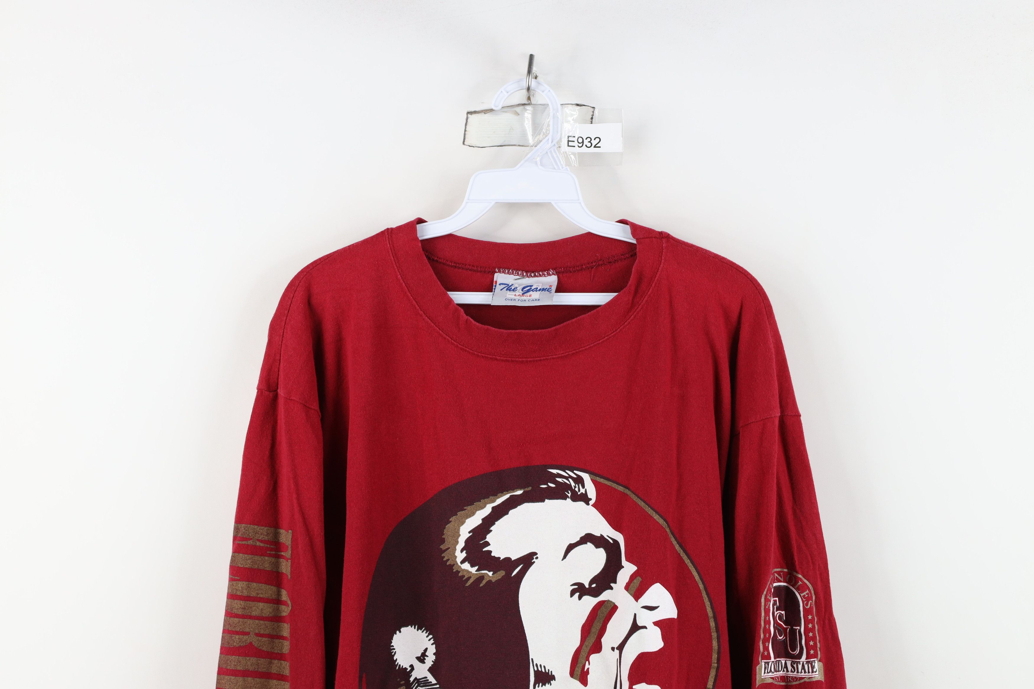 Vintage Vintage 90s State University Long Sleeve T-Shirt Red Cotton Size US L / EU 52-54 / 3 - 2 Thumbnail