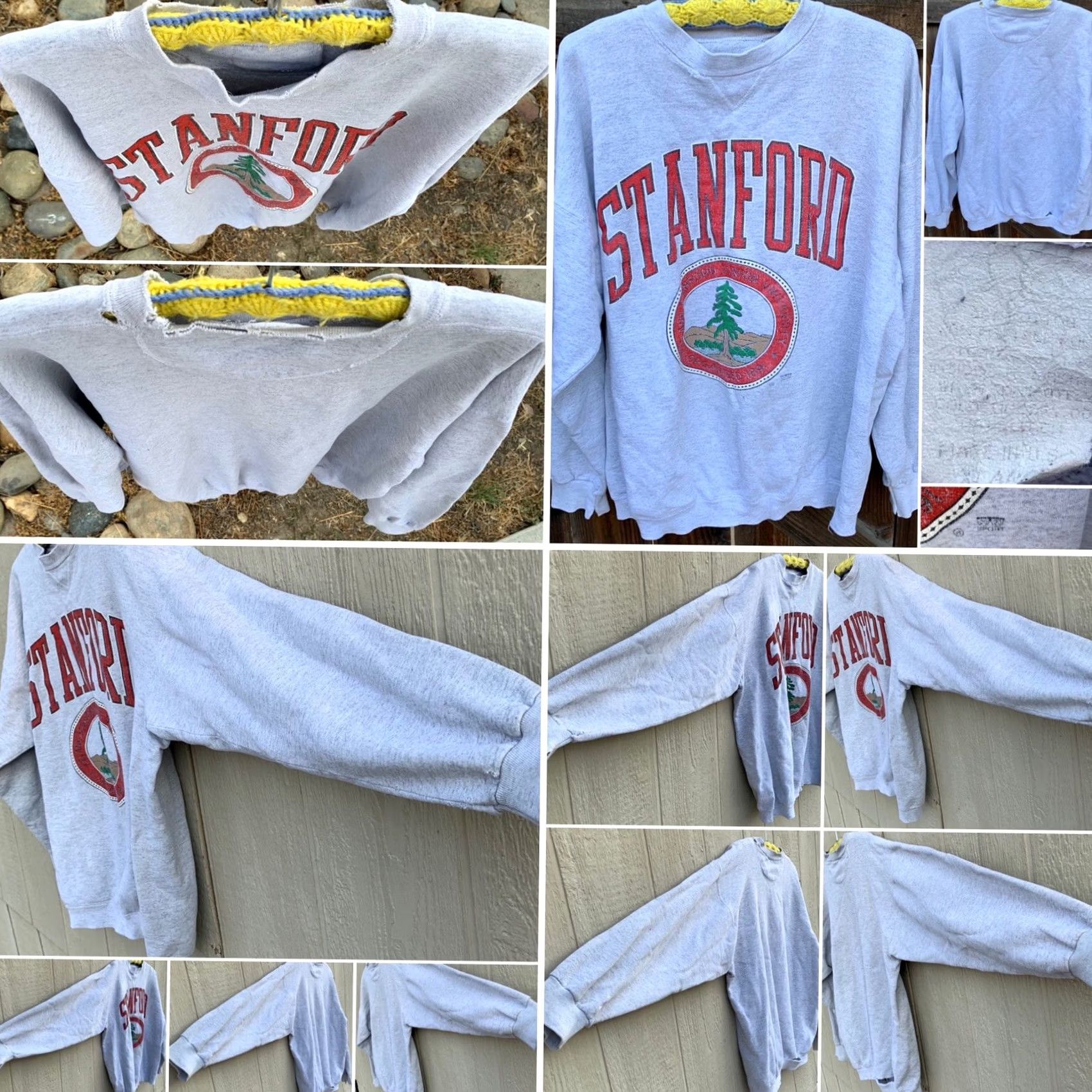 Vintage VINTAGE Stanford Sweatshirt XL Very Worn Distressed Graphic Pullover Crew Neck Unisex Adults Logo 90s 80s College University Stanford California Size US XL / EU 56 / 4 - 2 Thumbnail