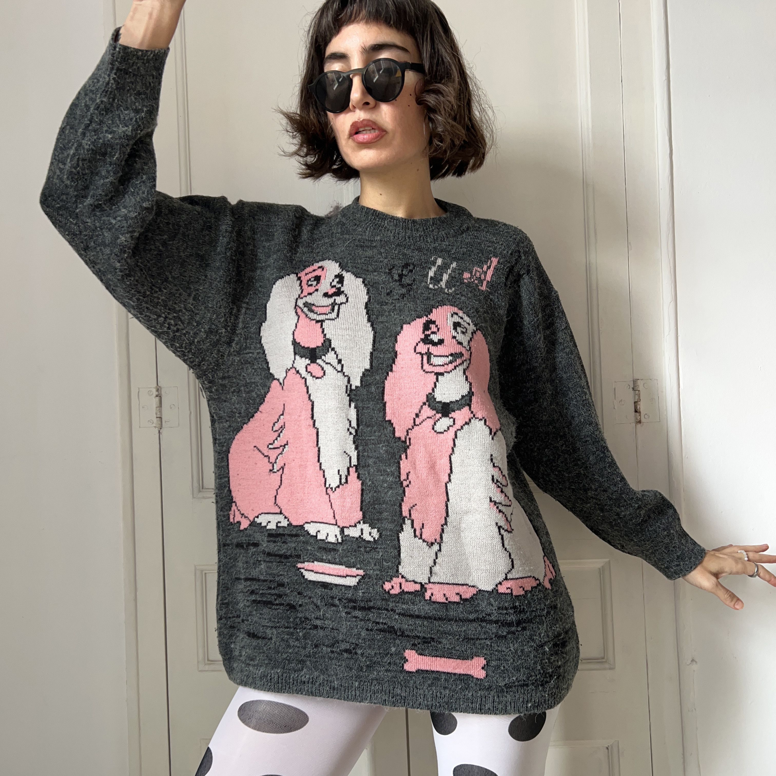 Vintage Vintage 90s Disney Lady & the Tramp Mohair Sweater Size L / US 10 / IT 46 - 1 Thumbnail