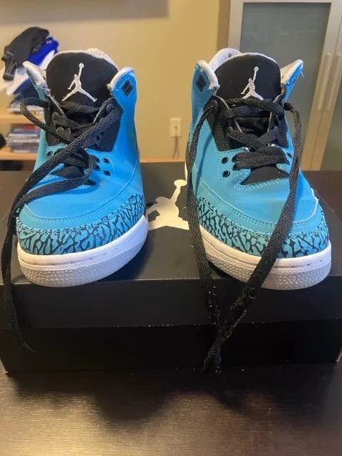 Nike Jordan 3 Retro Powder Blue 2014 Size US 5.5 / EU 38 - 2 Thumbnail