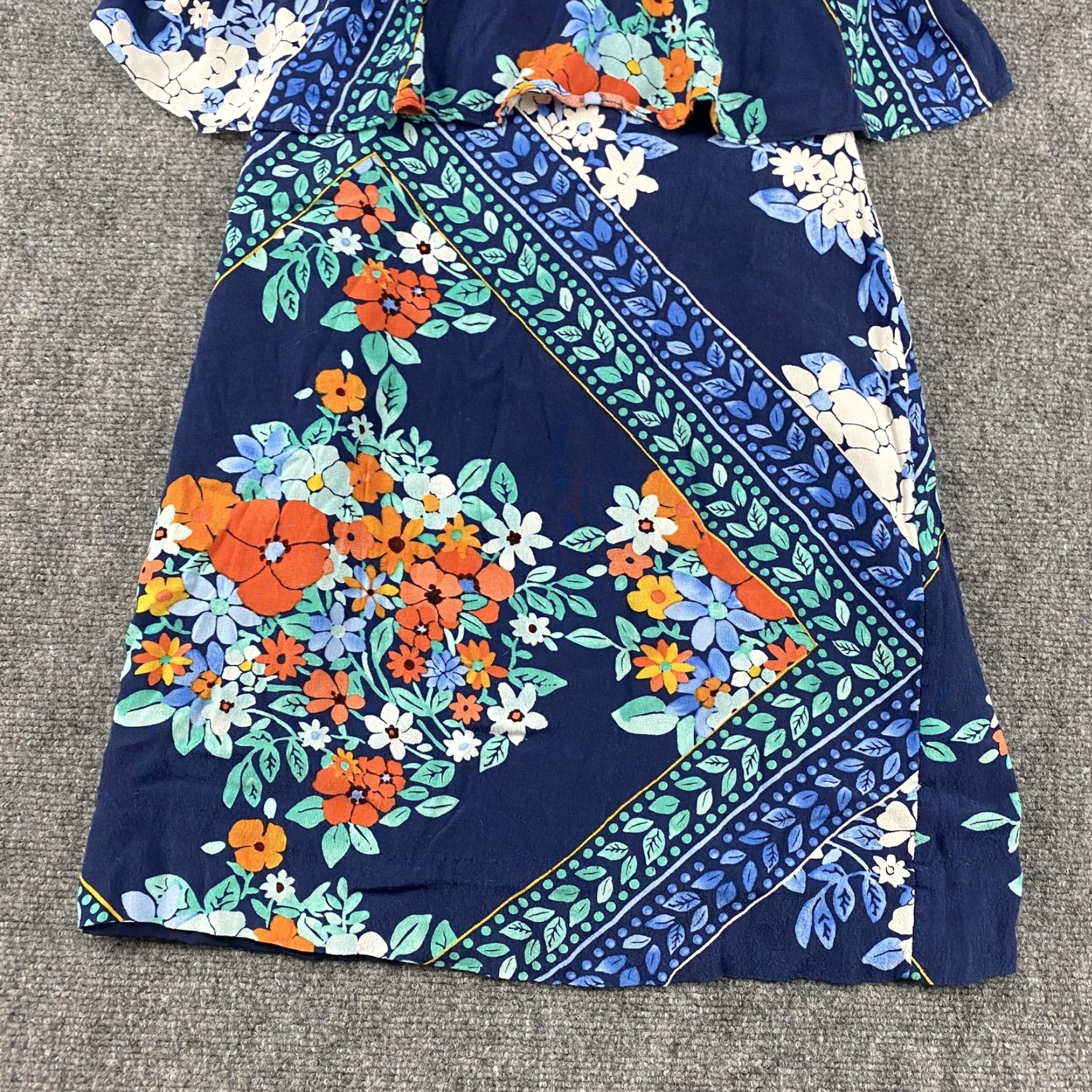 Vintage Maeve Anthropologie Dress Womens 2 Blue Floral Ruffle Sleeveless Lined Summer Dress Size XS / US 0-2 / IT 36-38 - 4 Thumbnail