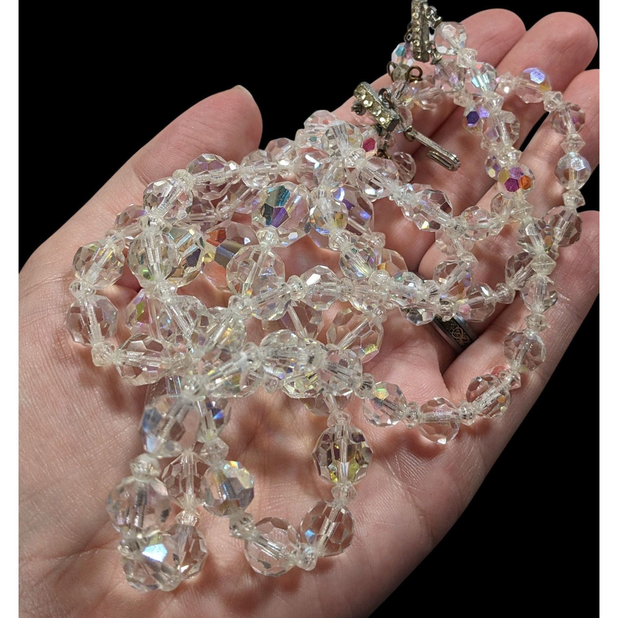 Other Vintage Glam Aurora Borealis Faceted Crystal Glass Necklace Size ONE SIZE - 5 Thumbnail