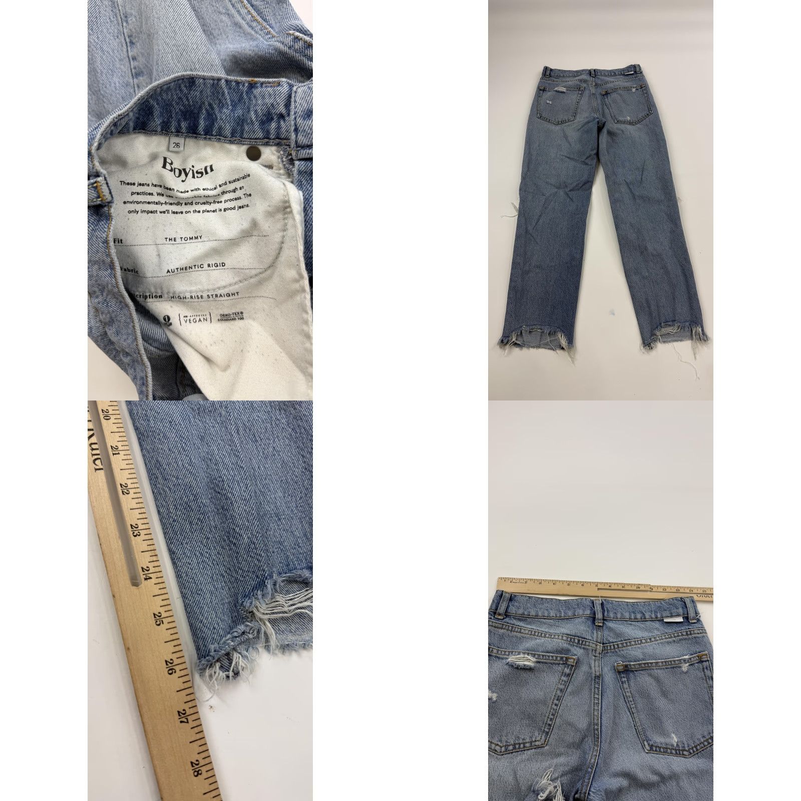 Boyish VINTAGE Boyish Jeans Womens 26 Blue Tommy High Rise Straight Distressed Button Fly Womens Jeans Straight 26 Distressed Pockets Denim Size 26" / US 2 / IT 38 - 8 Thumbnail