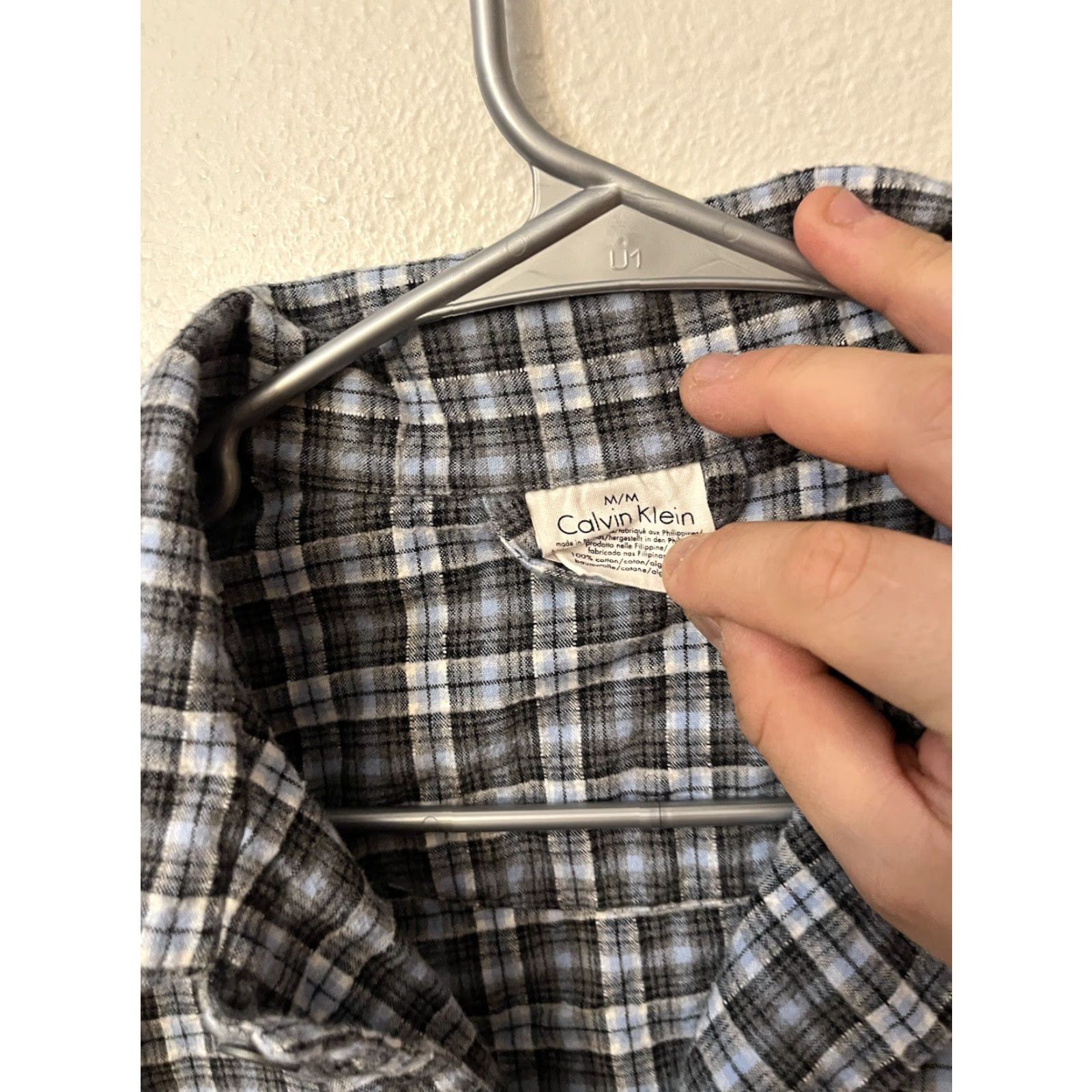 Calvin Klein Calvin Klein Men's Sleepwear Plaid Shirt Blue Black 100% Cotton M Medium Shirt Size US M / EU 48-50 / 2 - 2 Thumbnail
