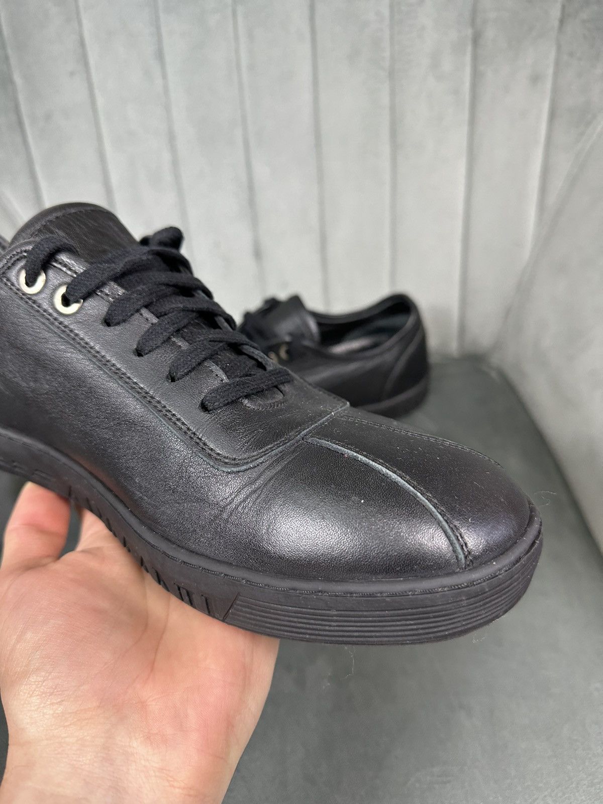 Armani × Emporio Armani Emporio Armani Leather Low Top Sneakers Shoes Men’s Black 41 Size US 8 / EU 41 - 7 Thumbnail