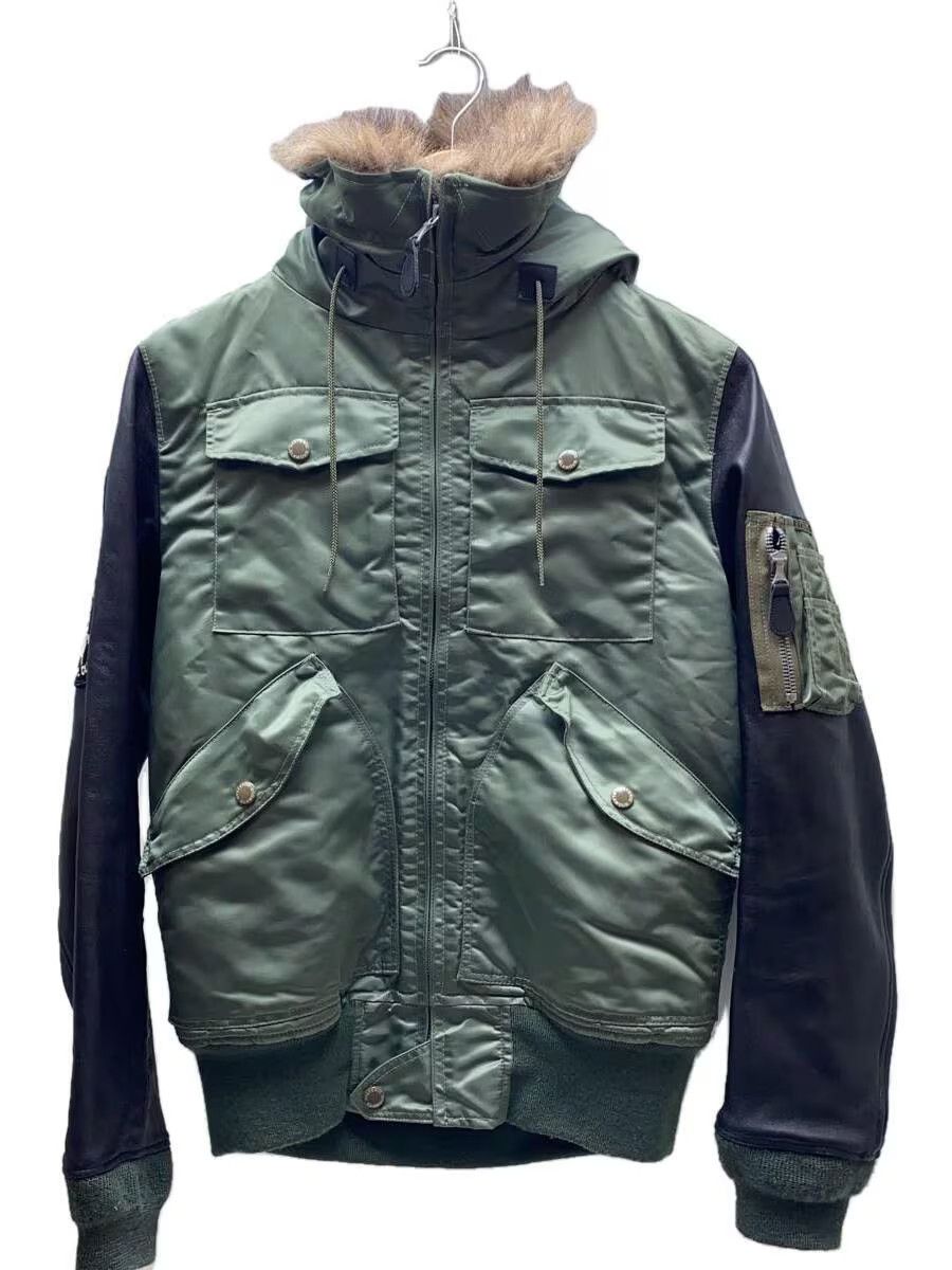 Image of Hysteric Glamour Hybrid Leather Military Flight Jacket in Khaki Green, Men's (Size Small)