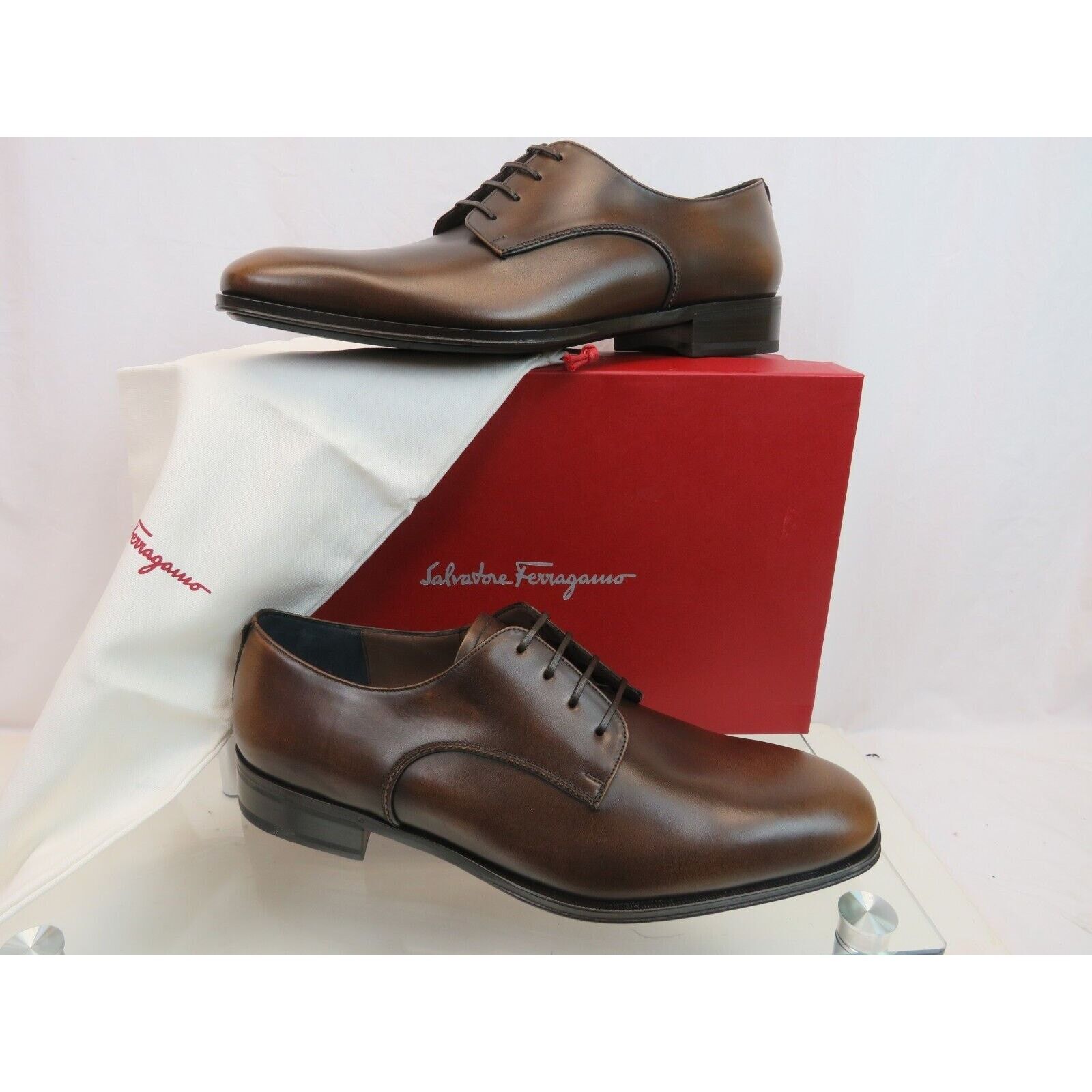 Salvatore Ferragamo FERRAGAMO DANIEL BURNISHED BROWN LEATHER LACE OXFORDS 9.5 E Size US 9.5 / EU 42-43 - 2 Thumbnail