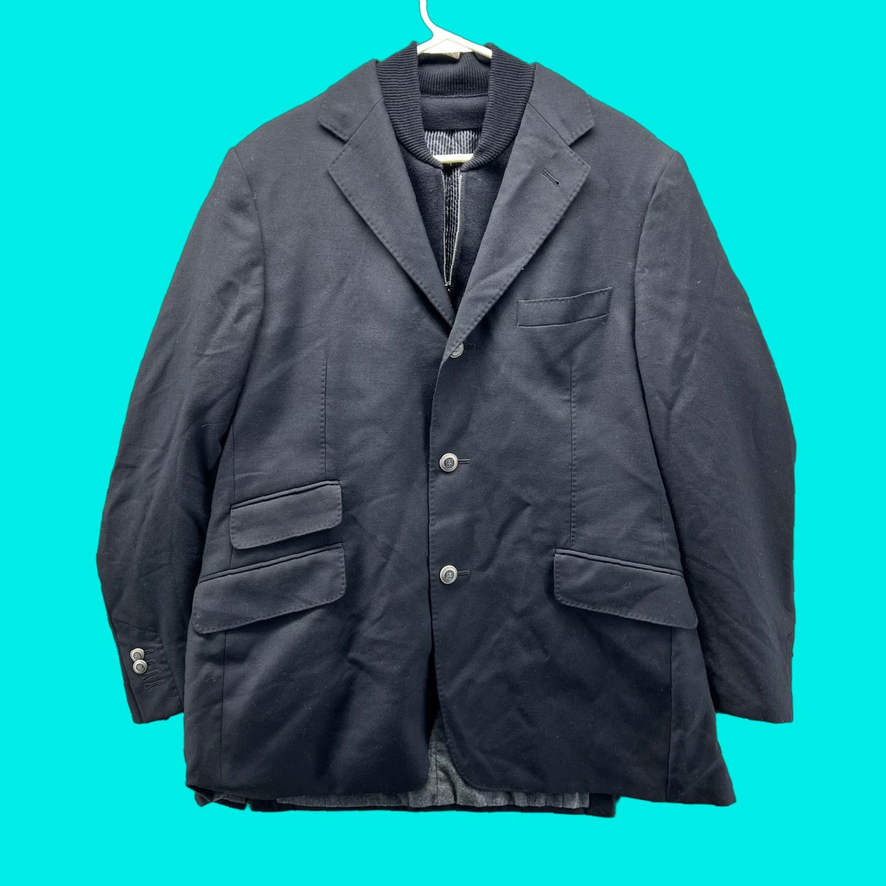Corneliani Corneliani Blazer Mens 52 Blue Wool Cashmere Two Button Sport Coat Jacket Lined Size 52R - 1 Thumbnail